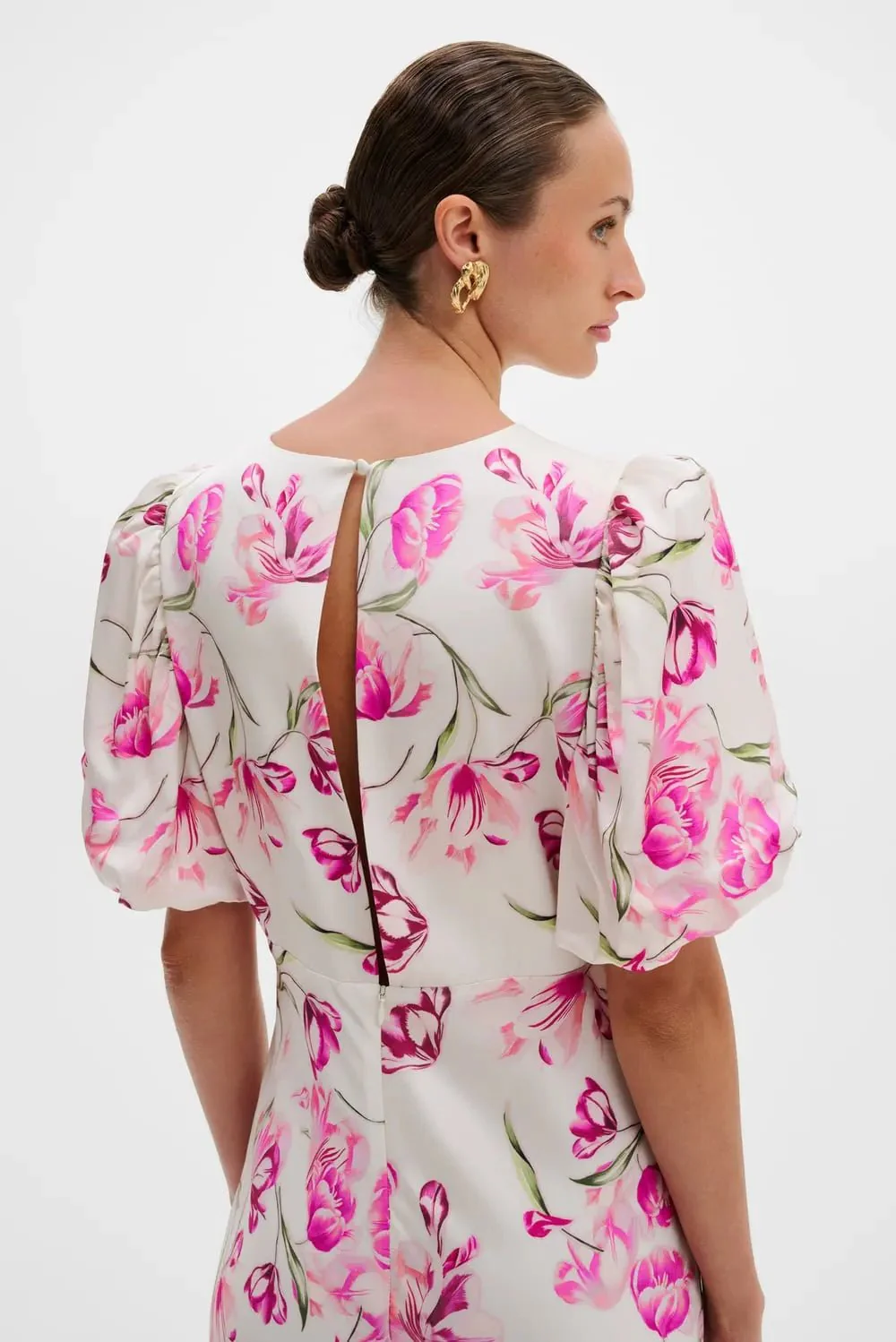 Freja Pouf Sleeve Maxi Dress Tulip Pink - Image 4