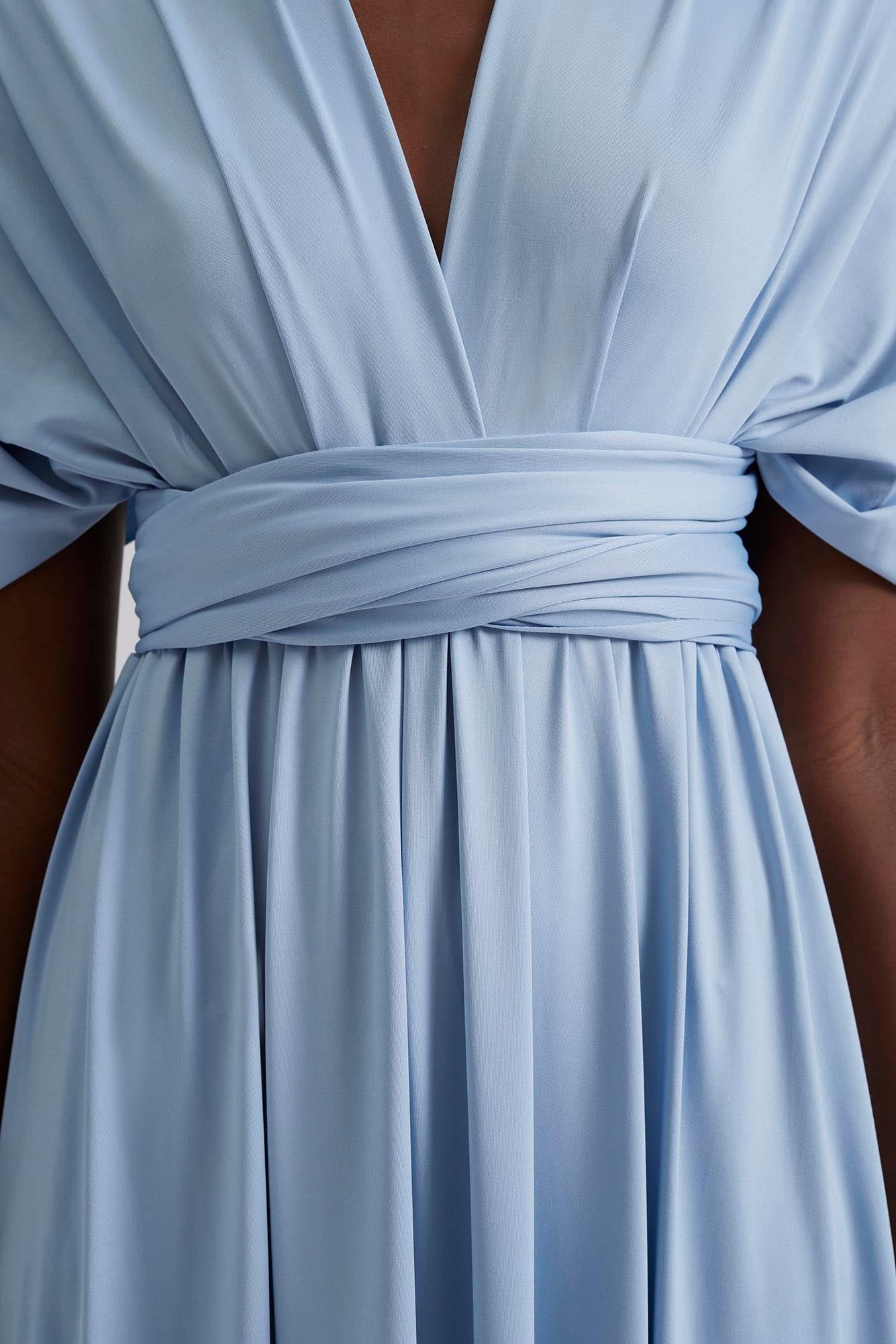 Lola Wrap Dress Dusty Blue - Image 4