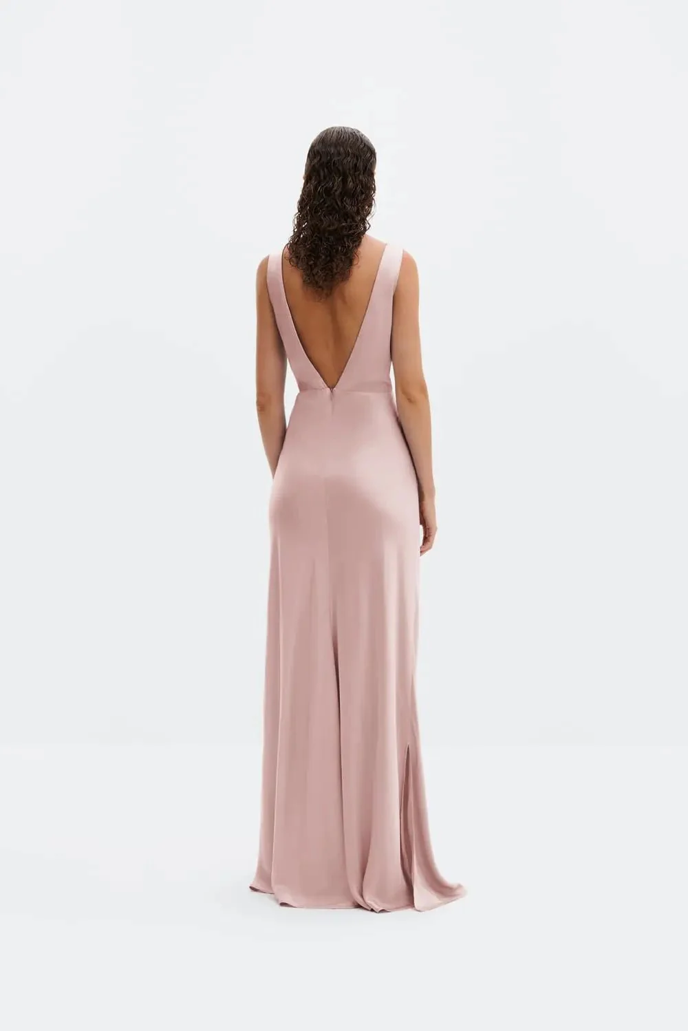 Thelma Open Back Satin Maxi Dress Blush - Image 3