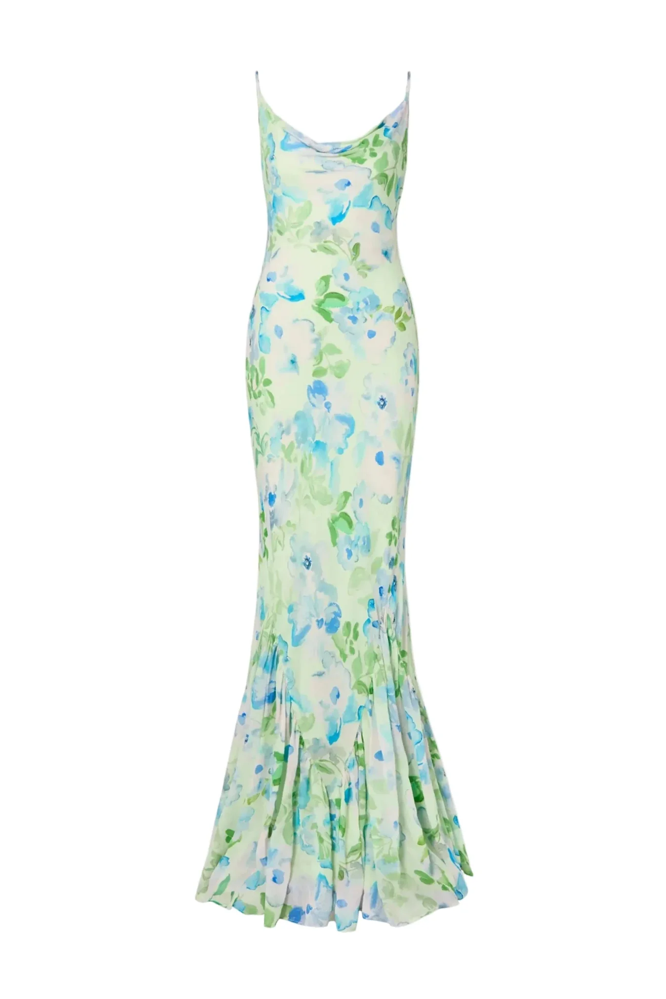 Amaia Silk Blend Chiffon Maxi Slip Dress Pastel Floral Pistachio - Image 2