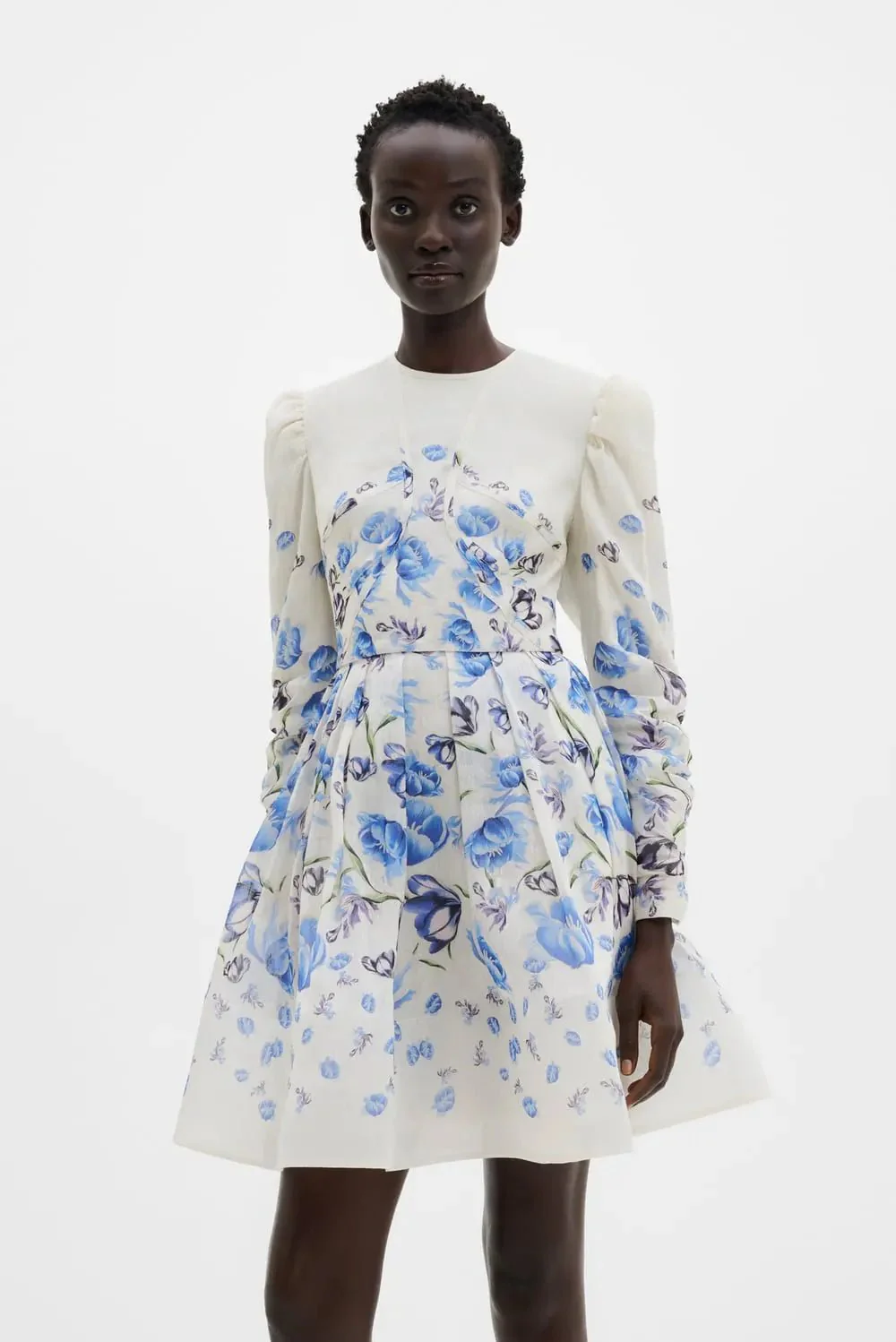 Leoni Silk Blend Mini Dress Tulip Blue - Image 7