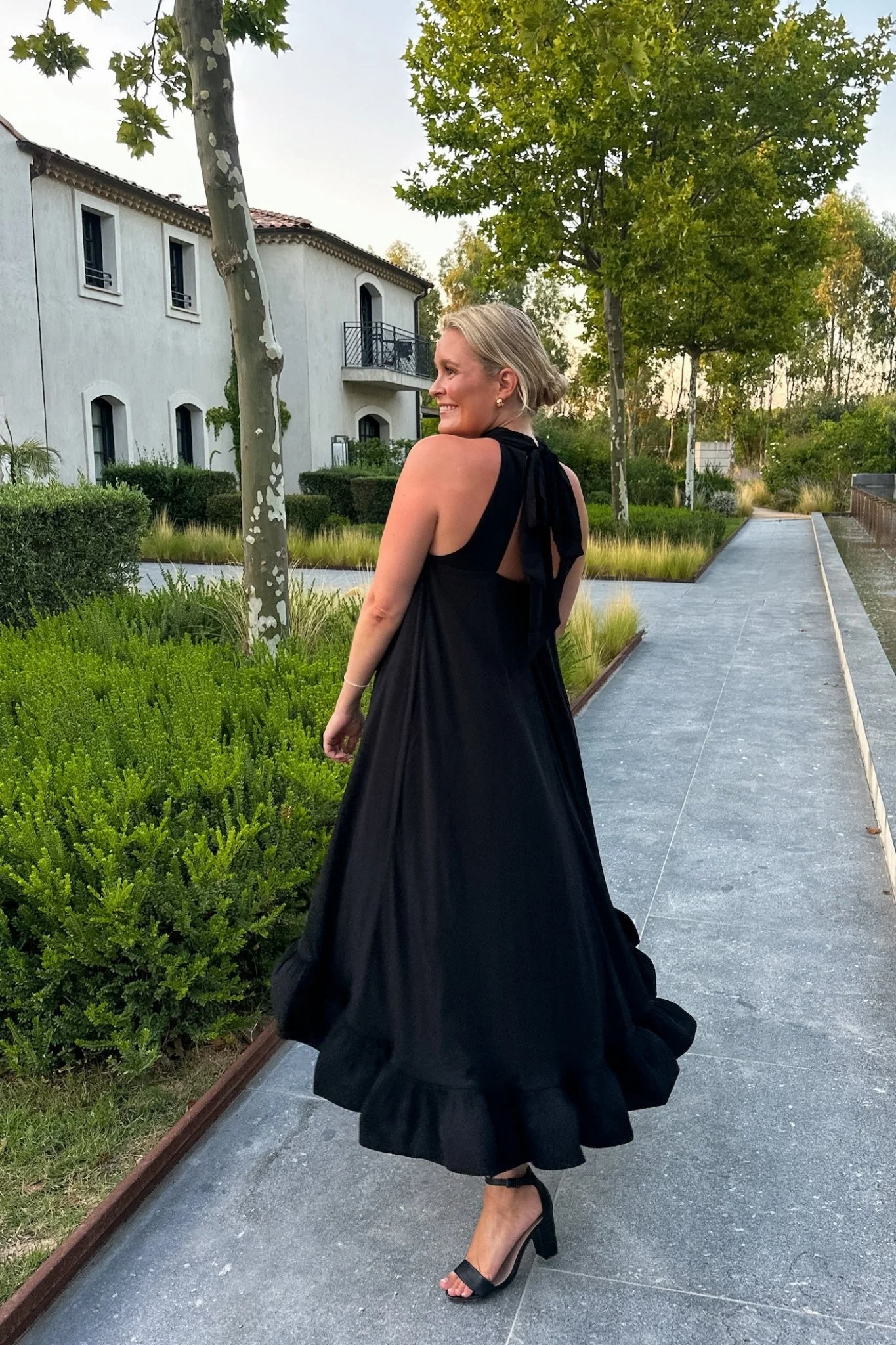 Sabrina Halterneck Ruffled Midi Dress Black - Image 2
