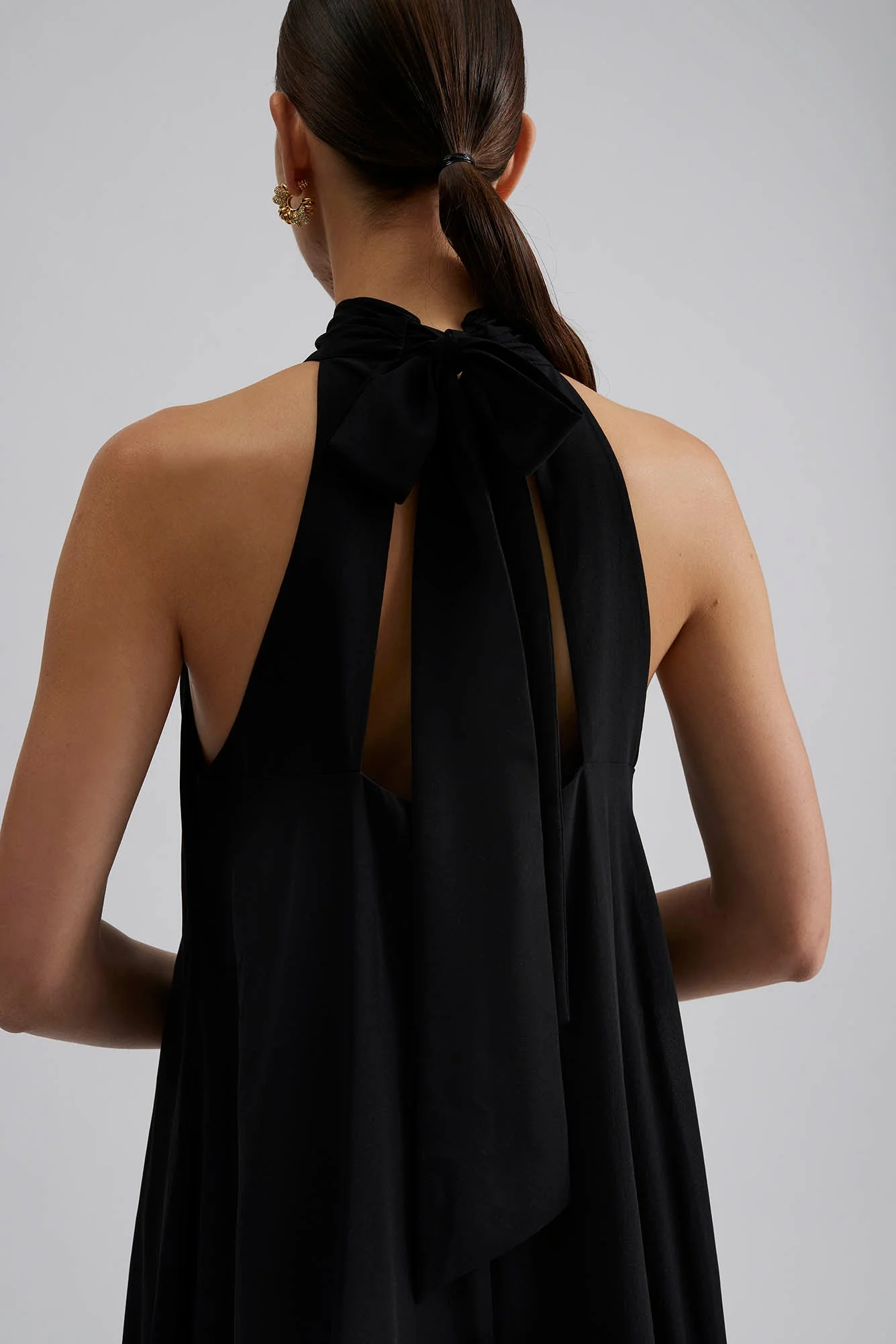 Sabrina Halterneck Ruffled Midi Dress Black - Image 8
