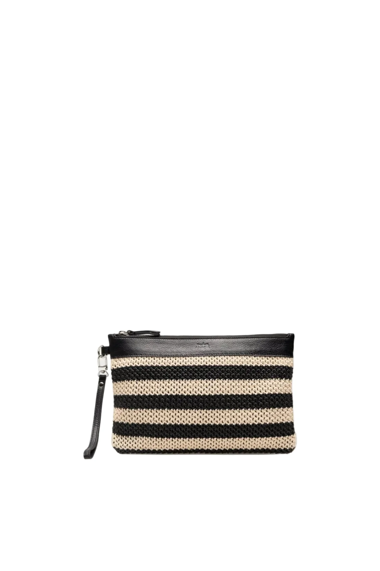 Allie Clutch Black Beige Stripe