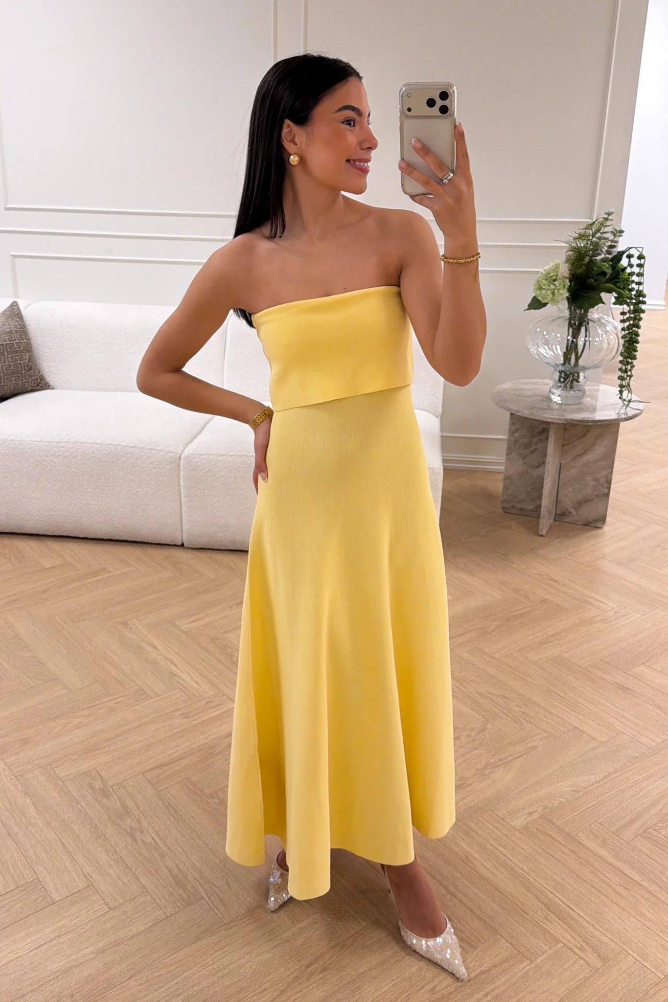 Clementina Midi Dress Butter Yellow - Image 3