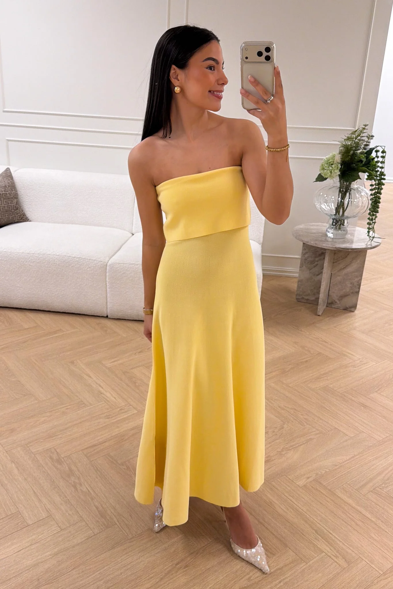 Clementina Midi Dress Butter Yellow - Image 4