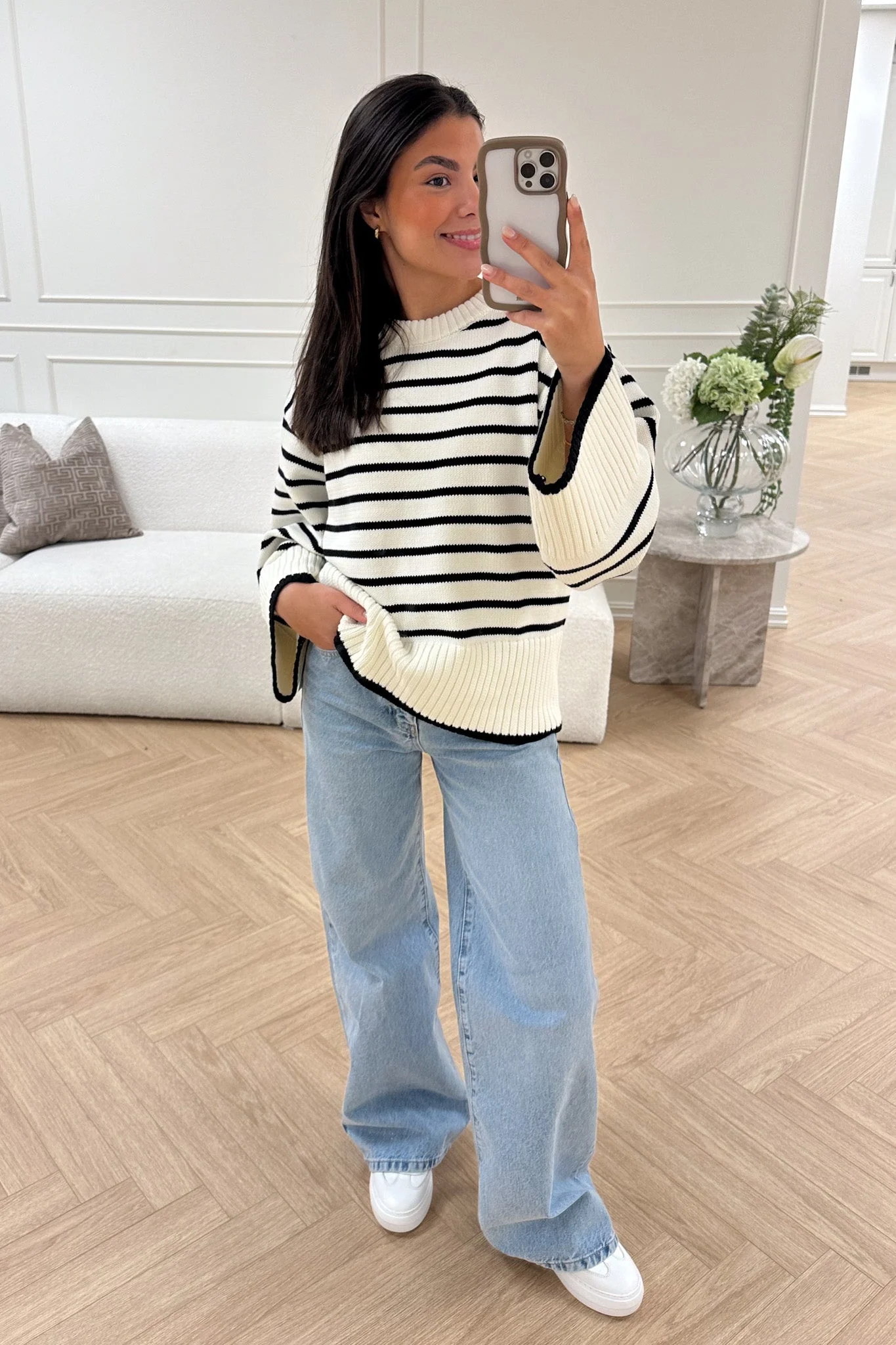 Adoni Knitted Sweater Black Stripe - Image 3