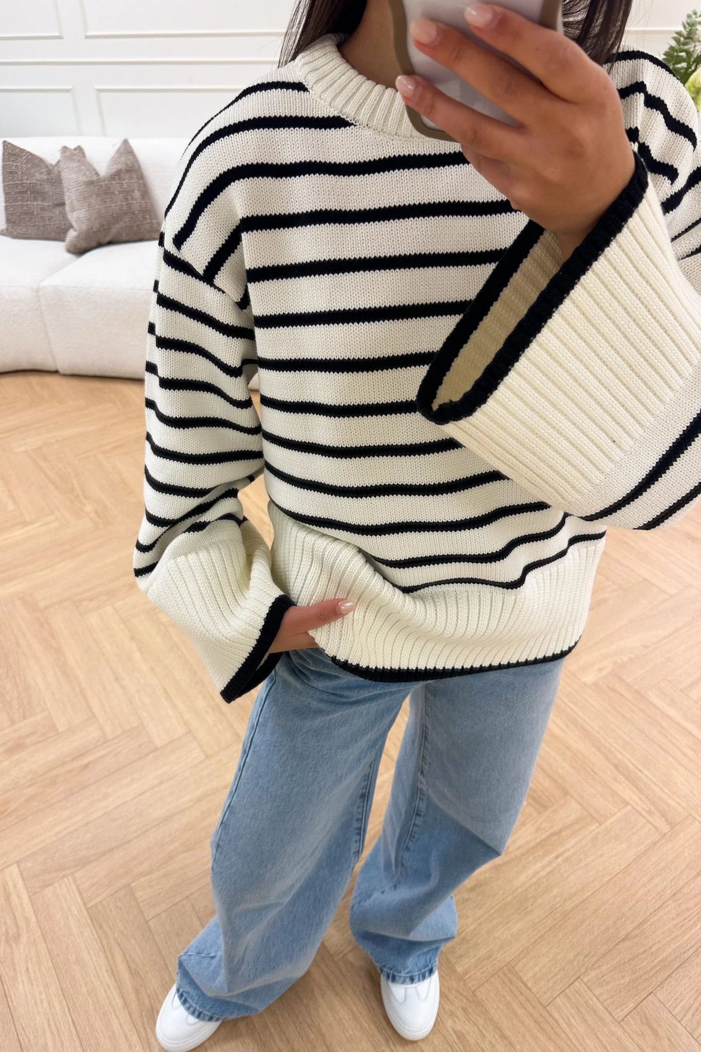 Adoni Knitted Sweater Black Stripe - Image 4