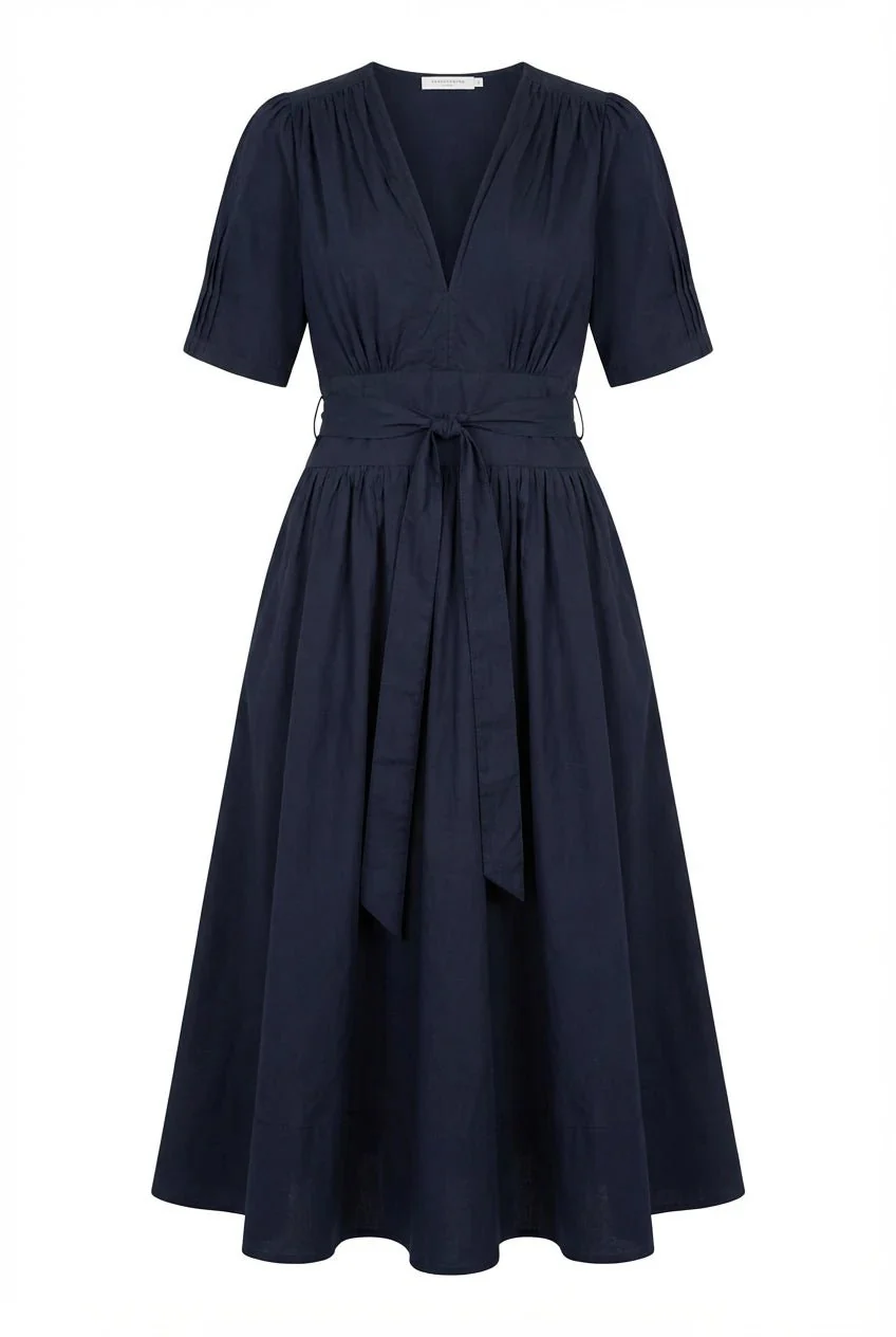 Maria Dress Marine Poplin - Image 2