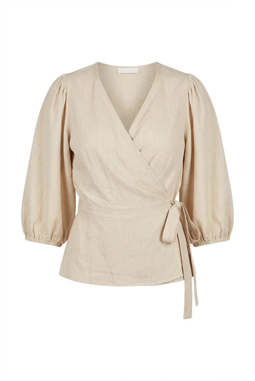 Nelli Wrap Top Biscotti Linen - Image 2