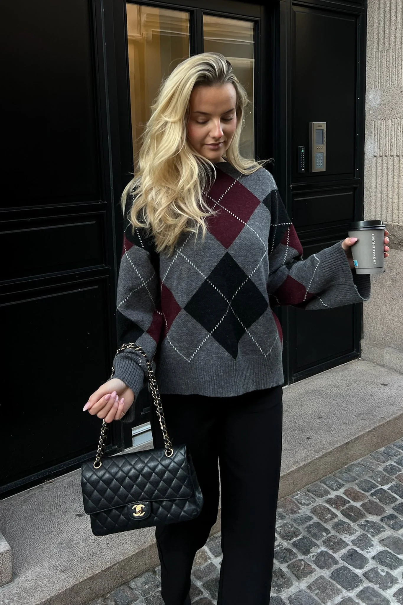 Bolette Pullover Grey Argyle