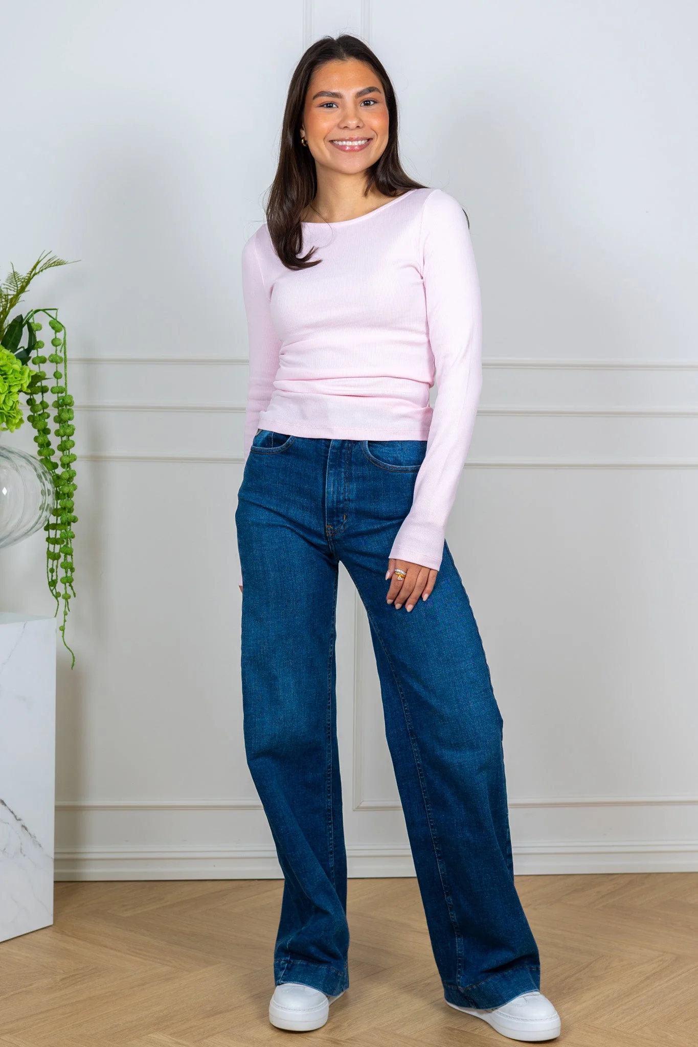 Petronella Rib Boatneck Light Pink - Image 3