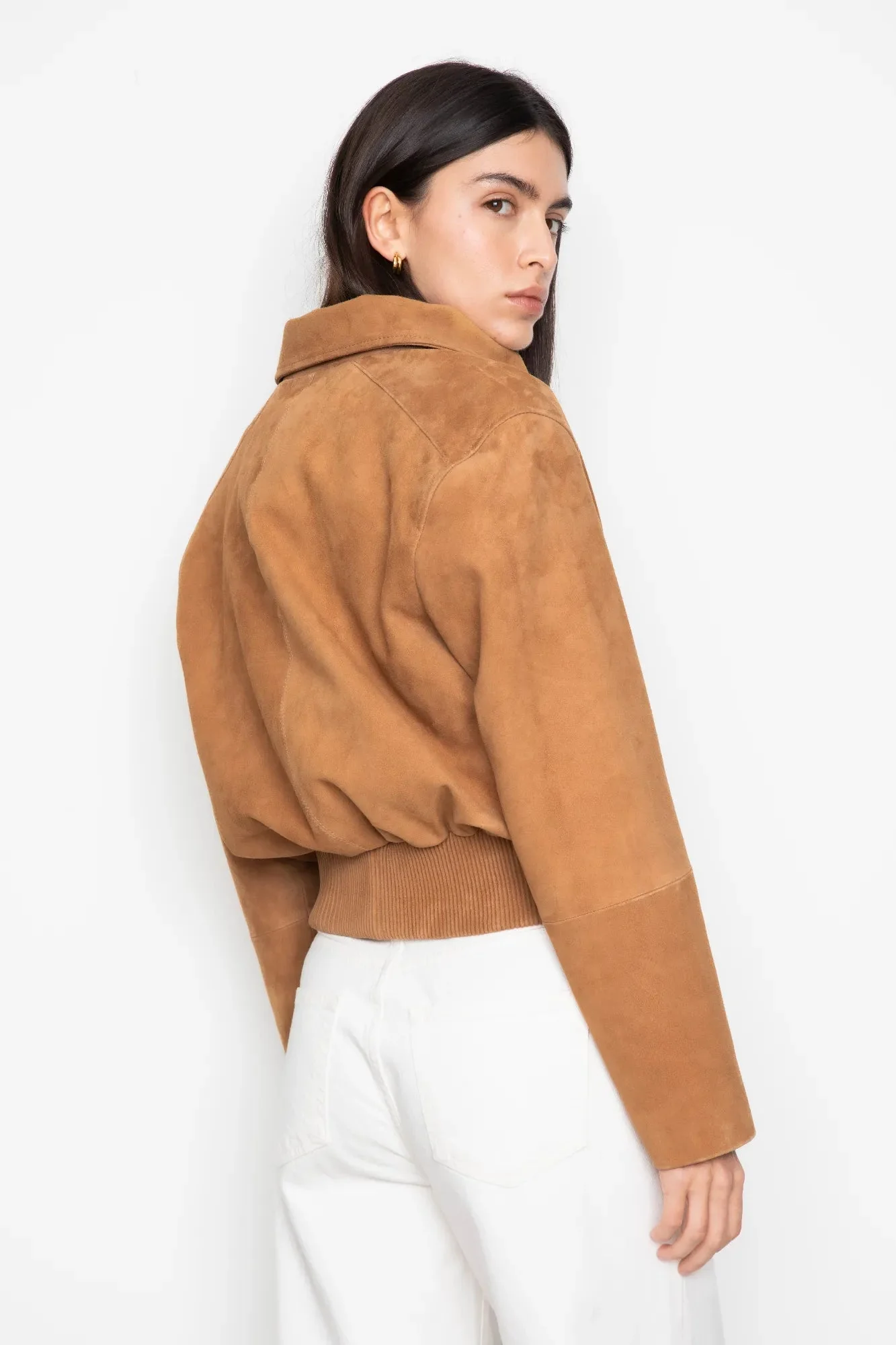 Lex Bomber Jacket Light Camel Suede - Image 10