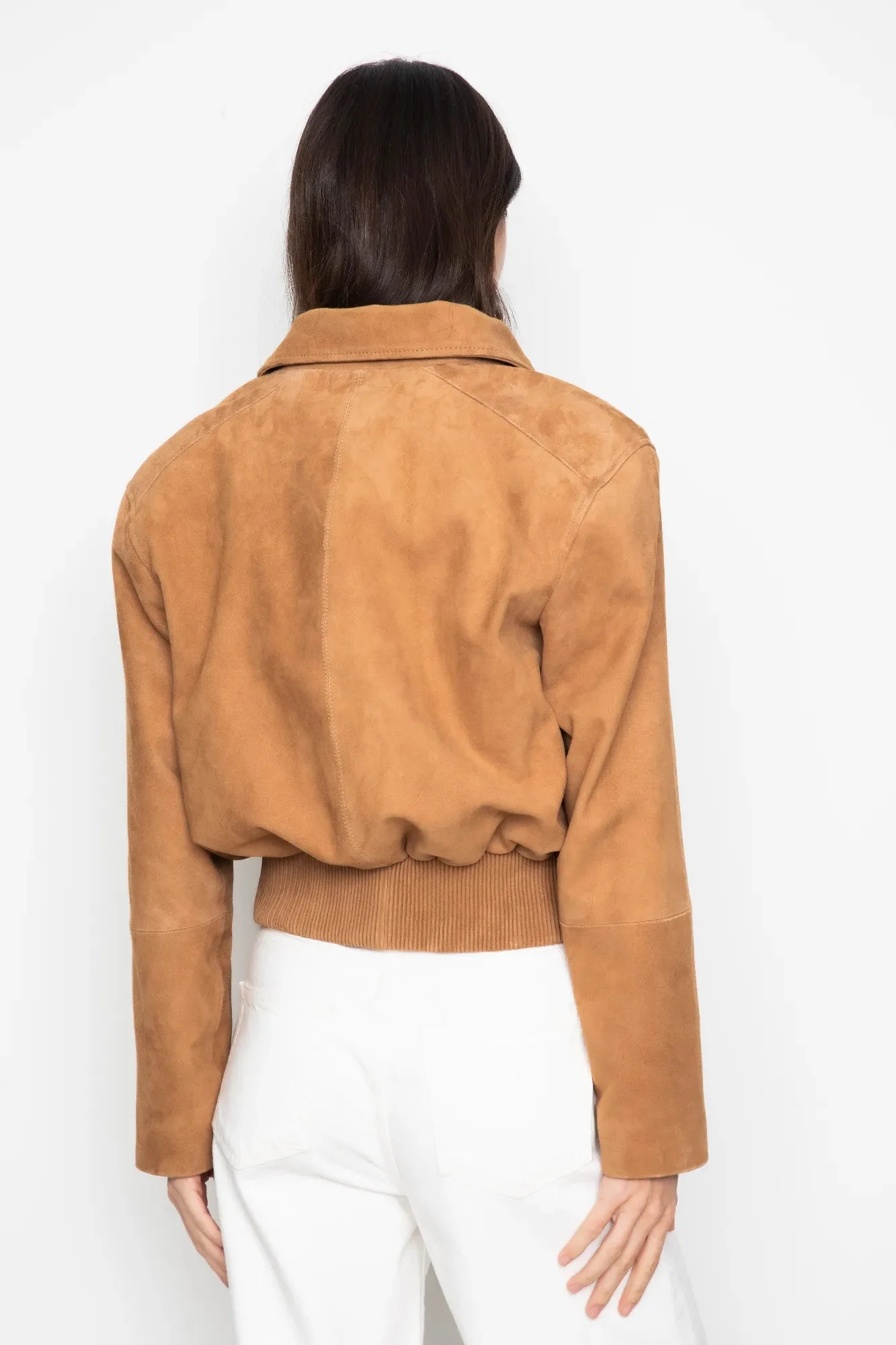 Lex Bomber Jacket Light Camel Suede - Image 14