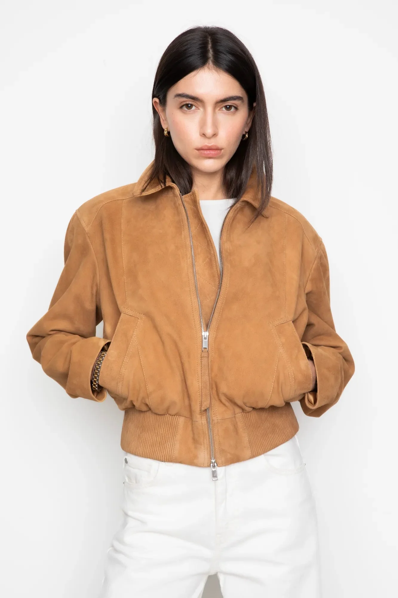 Lex Bomber Jacket Light Camel Suede - Image 5