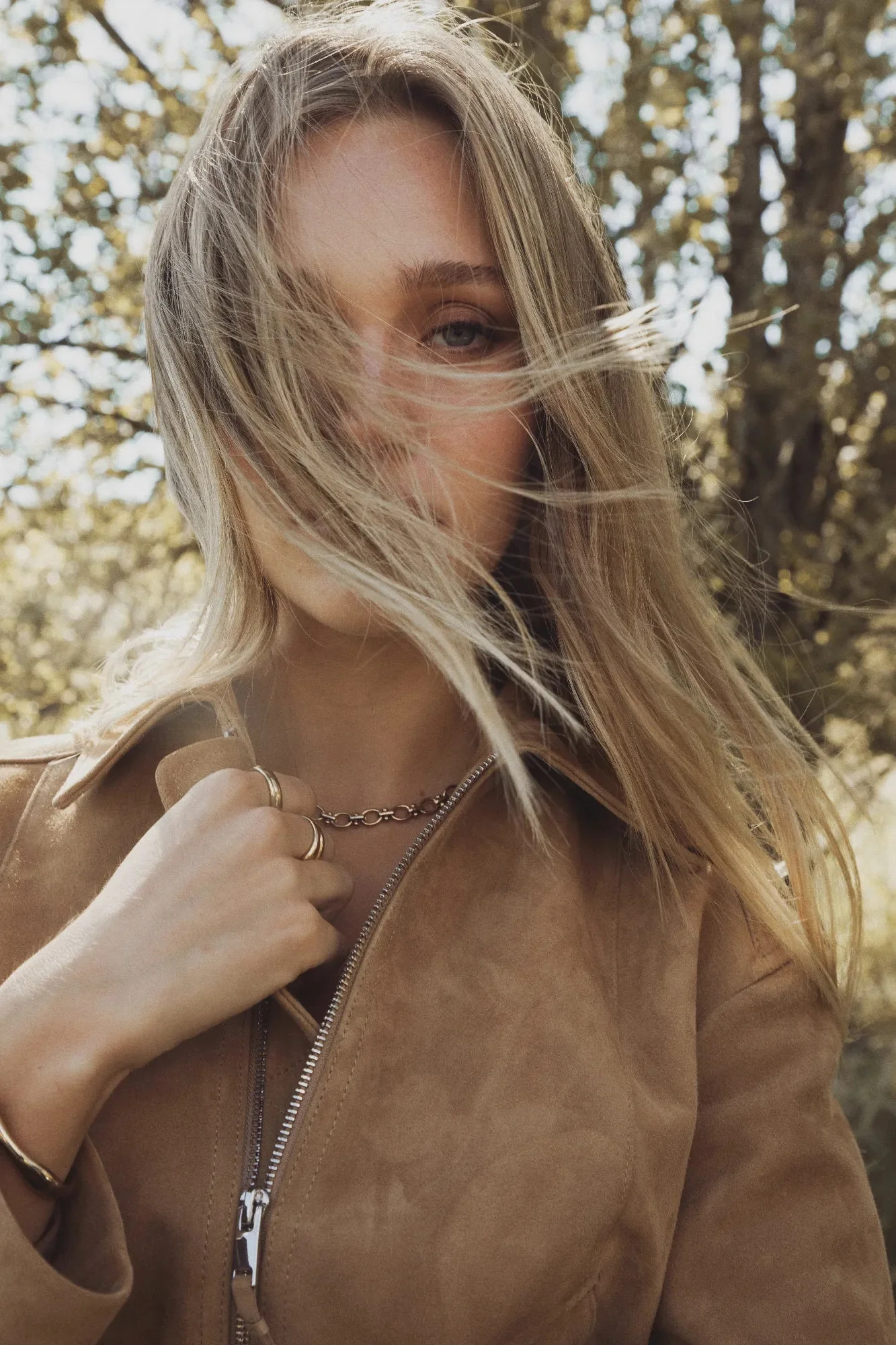 Lex Bomber Jacket Light Camel Suede - Image 6