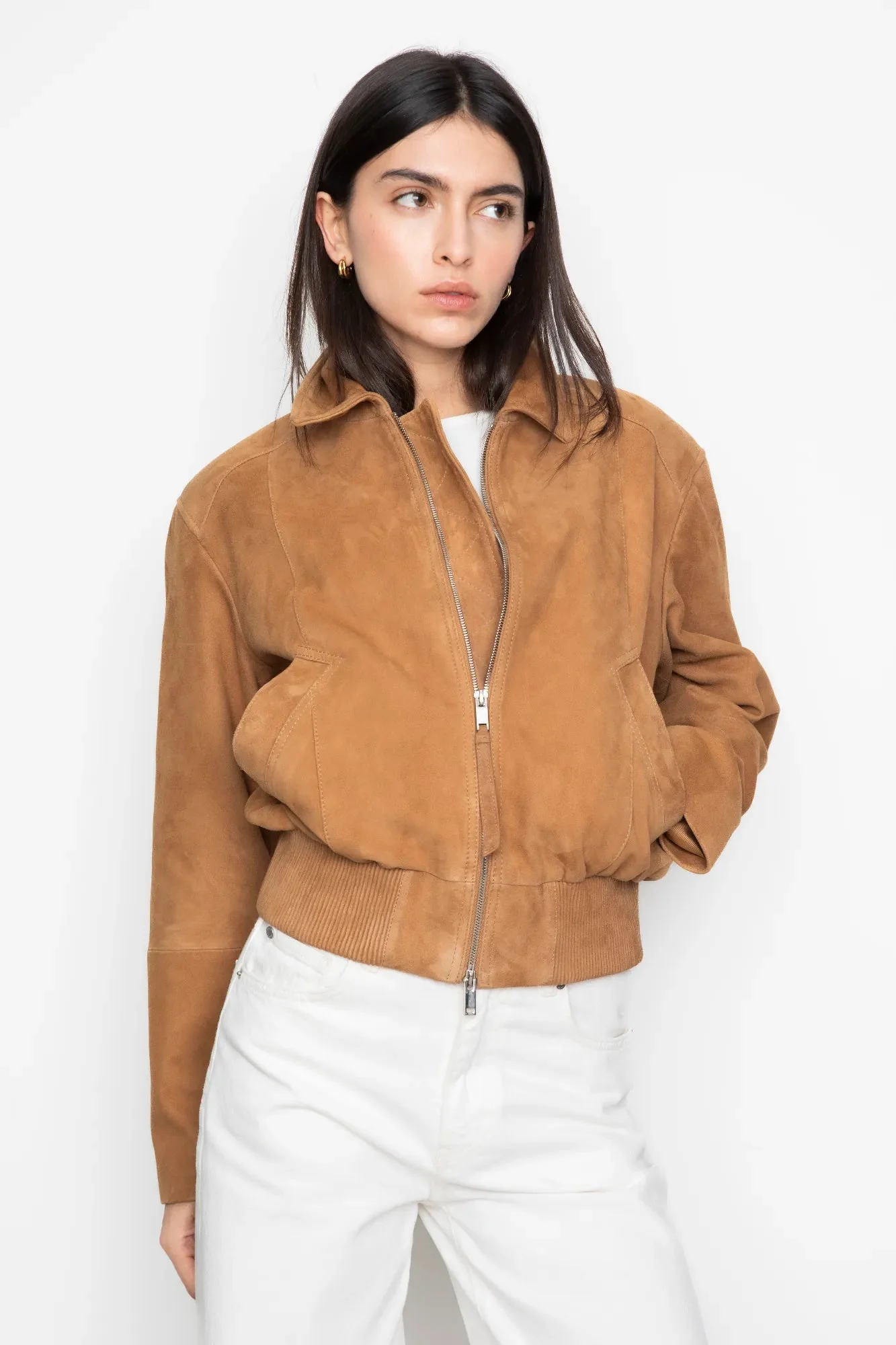 Lex Bomber Jacket Light Camel Suede - Image 7