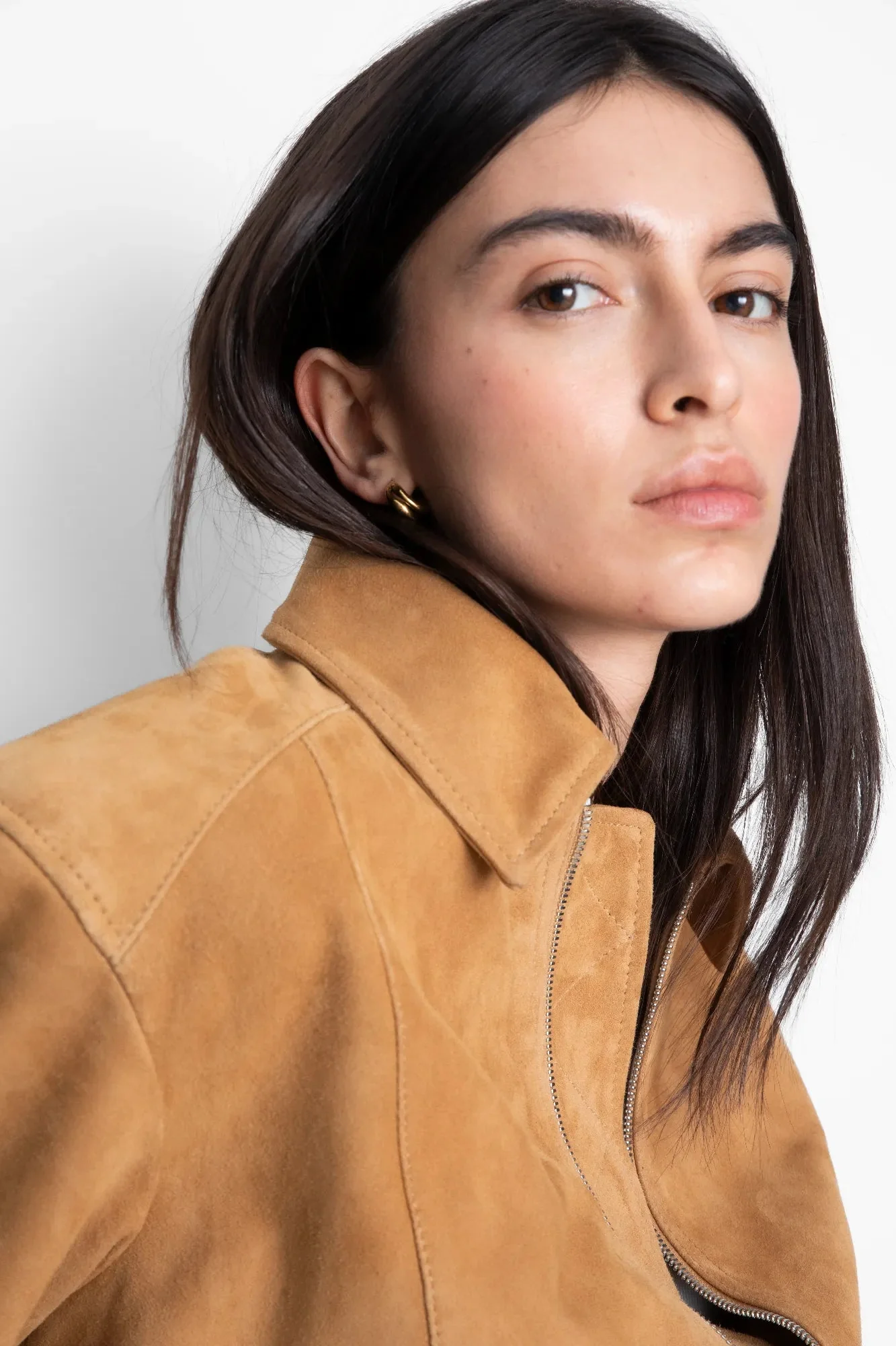 Lex Bomber Jacket Light Camel Suede - Image 9