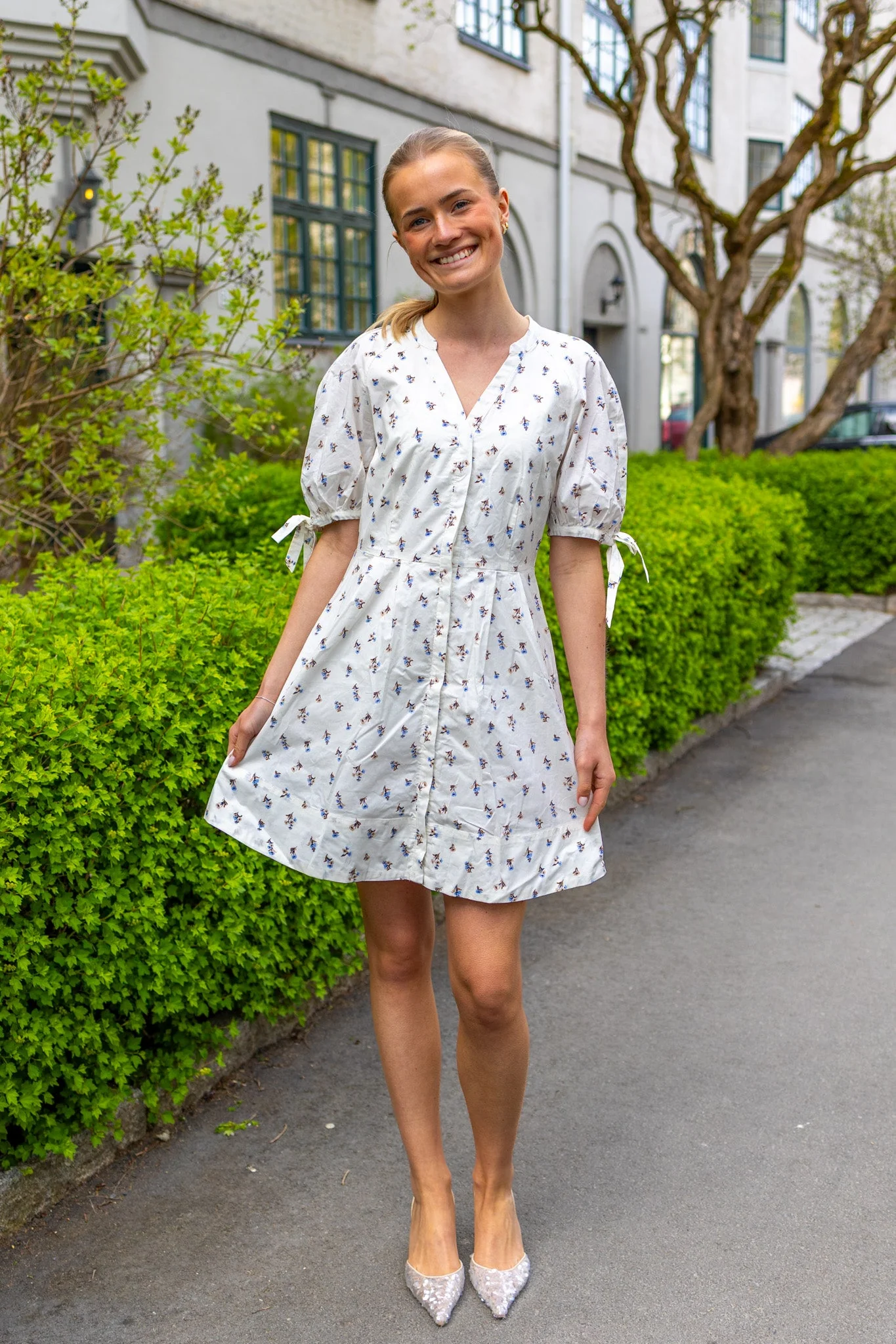 Lia Dress White Anemone Print