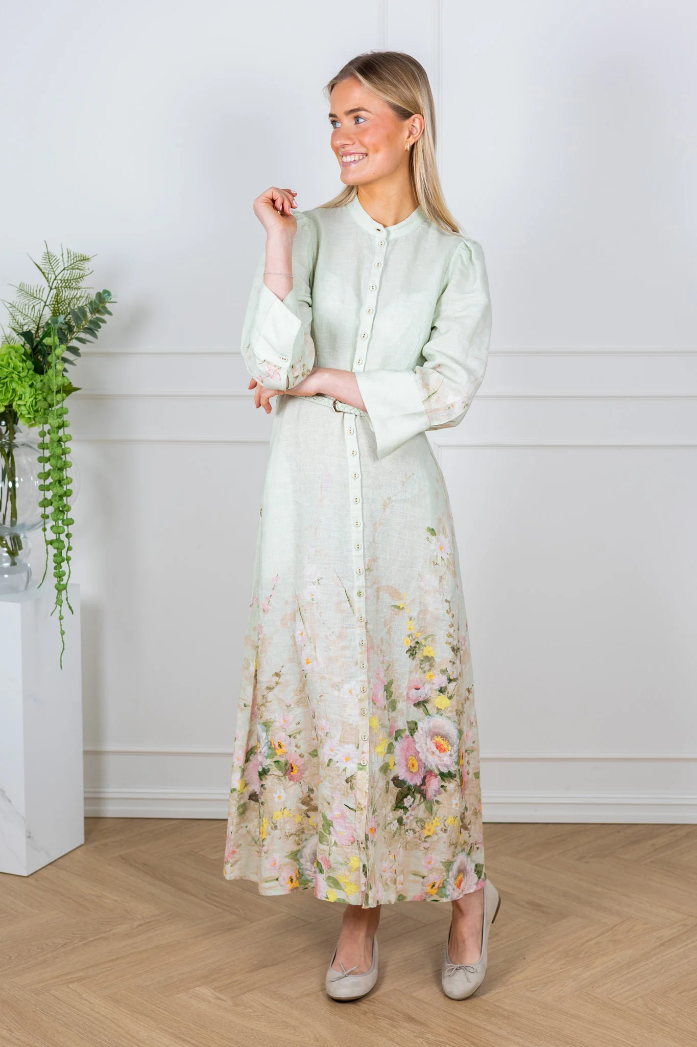 Linen Button-Down Dress Harmony - Image 3