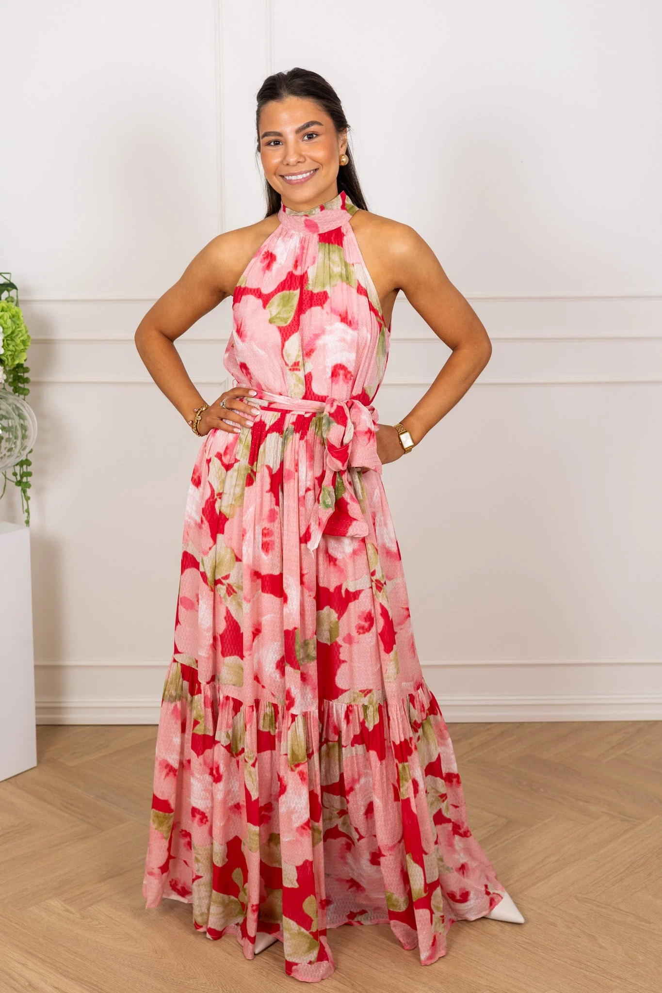 Dotted Georgette Halterneck Dress Romance - Image 4