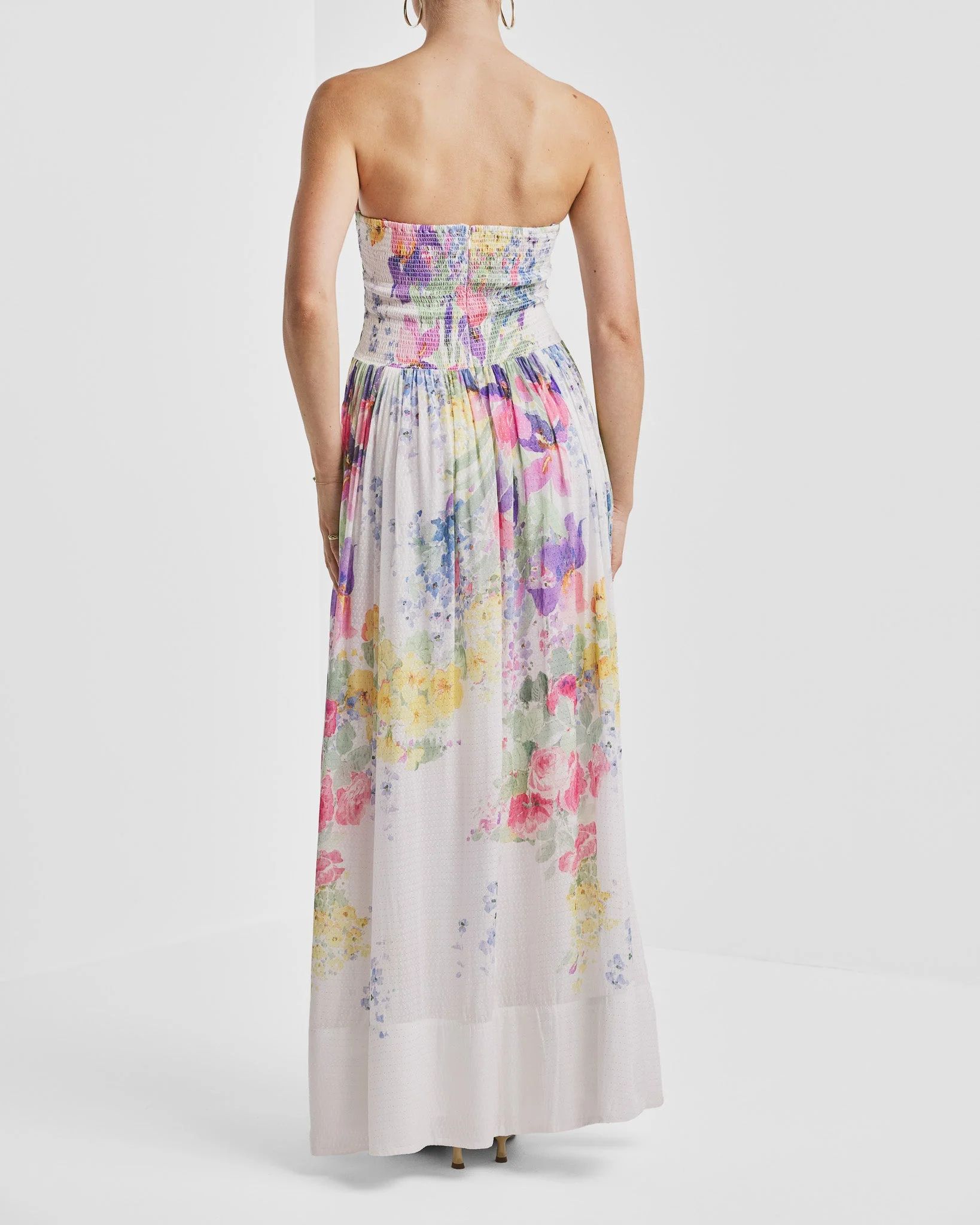 Dotted Georgette Bandeau Dress Flower Meadow - Image 10