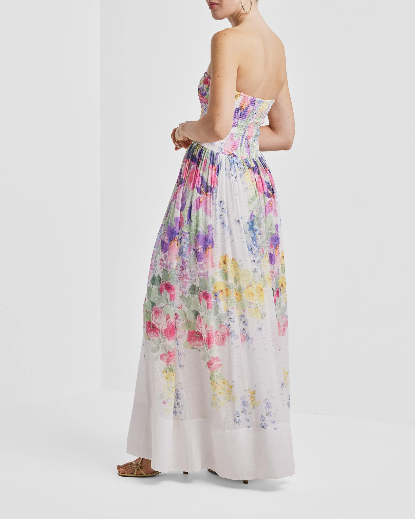 Dotted Georgette Bandeau Dress Flower Meadow - Image 11