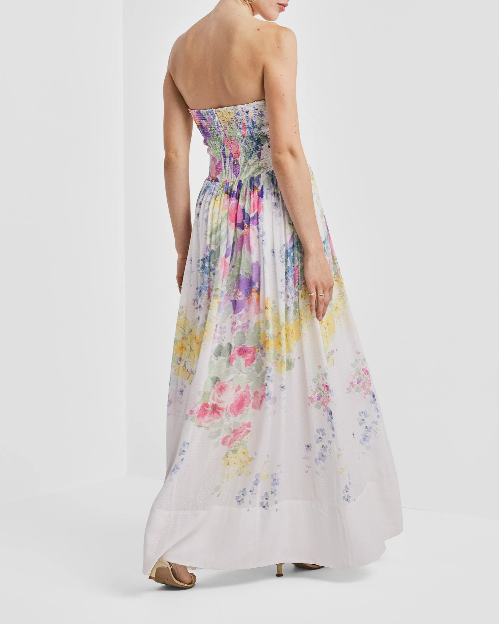 Dotted Georgette Bandeau Dress Flower Meadow - Image 12