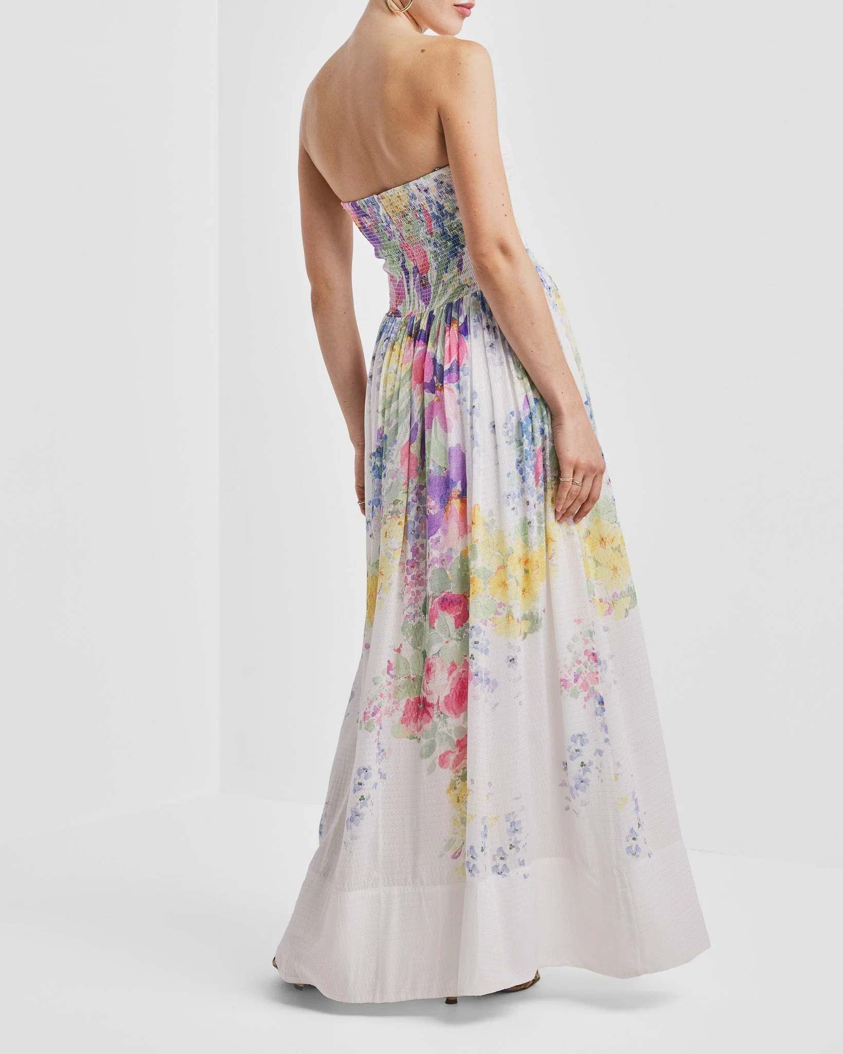 Dotted Georgette Bandeau Dress Flower Meadow - Image 13
