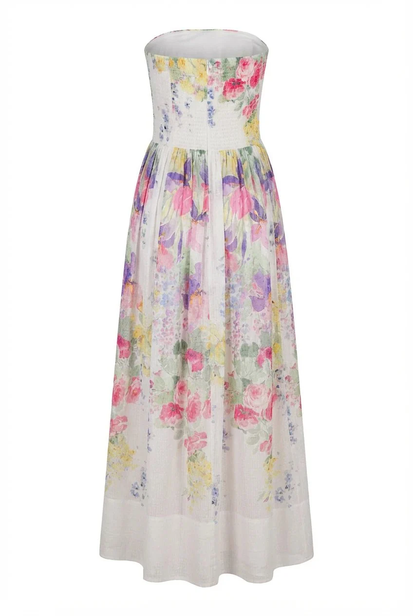 Dotted Georgette Bandeau Dress Flower Meadow - Image 14