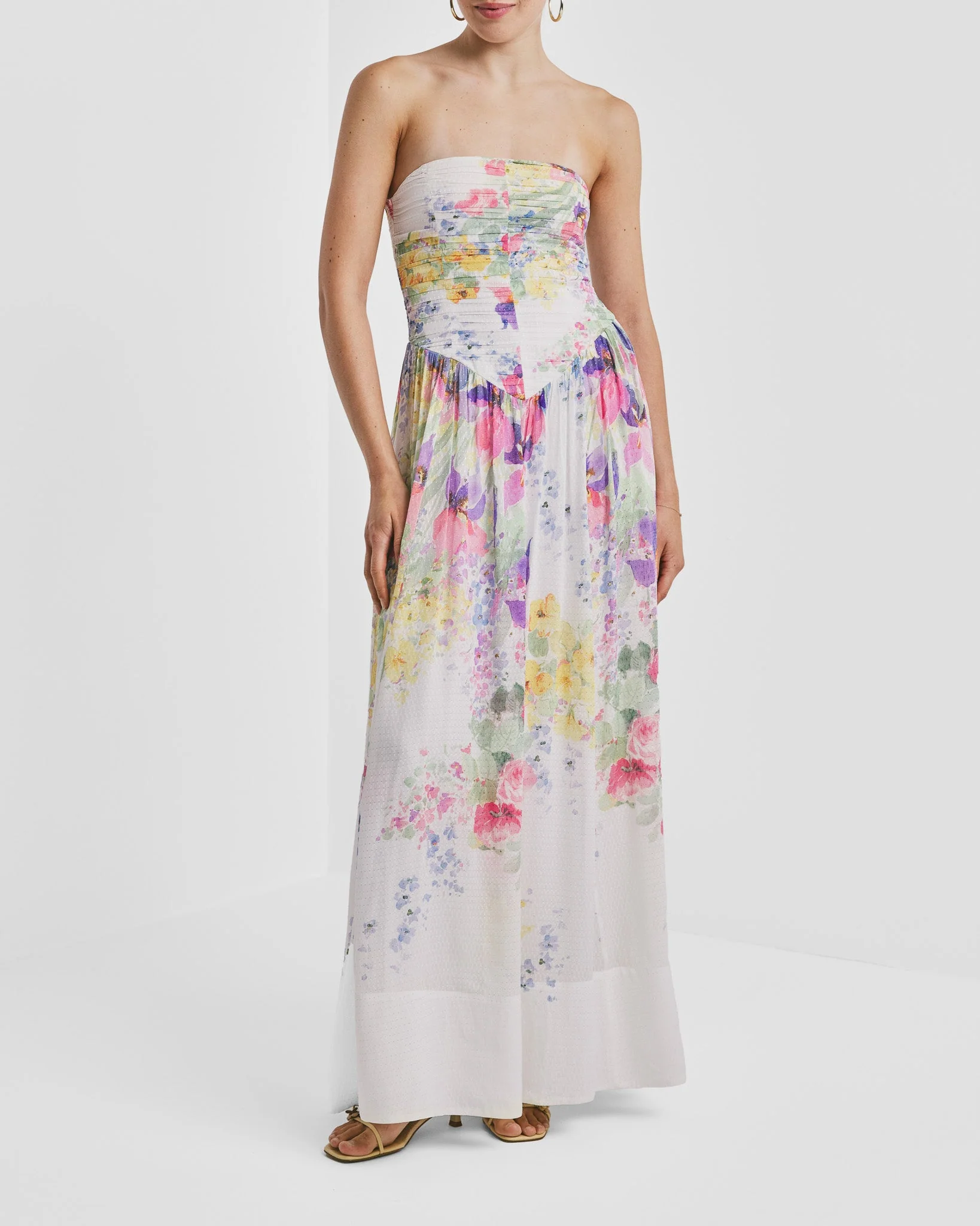 Dotted Georgette Bandeau Dress Flower Meadow - Image 7