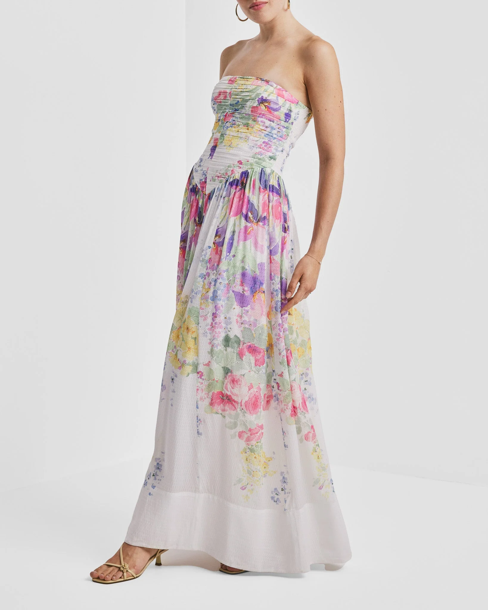 Dotted Georgette Bandeau Dress Flower Meadow - Image 8