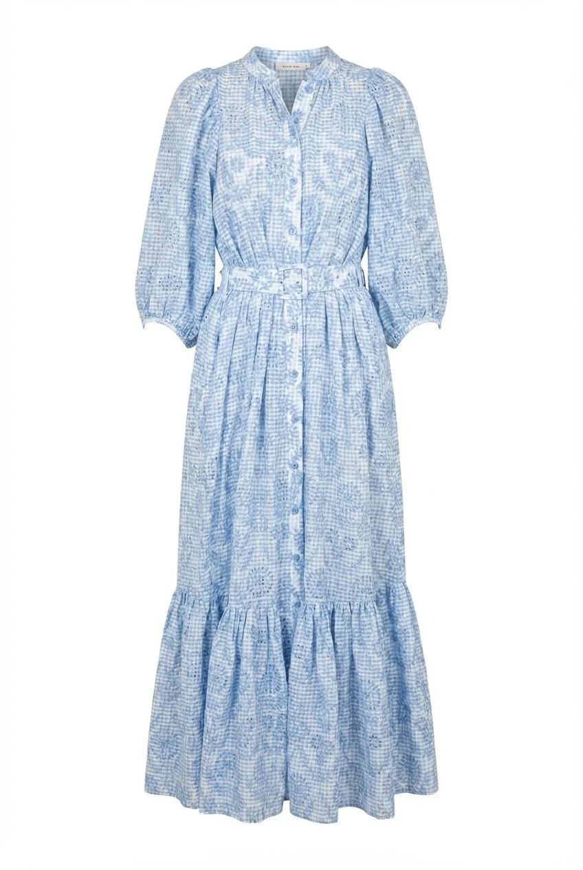 Checks Belt Dress Light Blue - Image 2