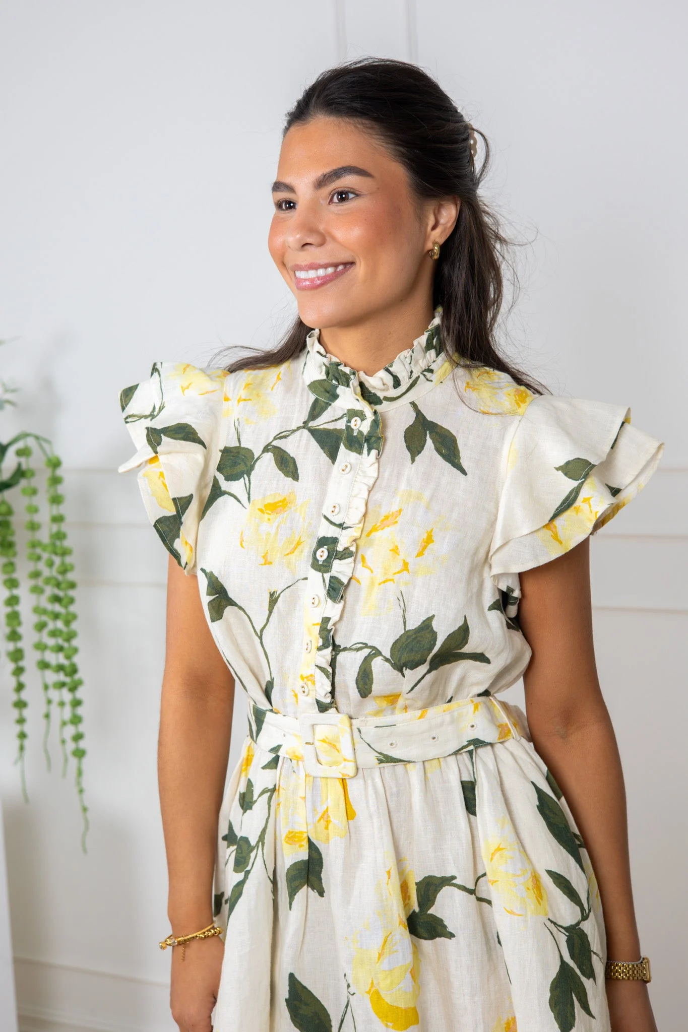 Linen Ruffle Dress Sunlight - Image 5