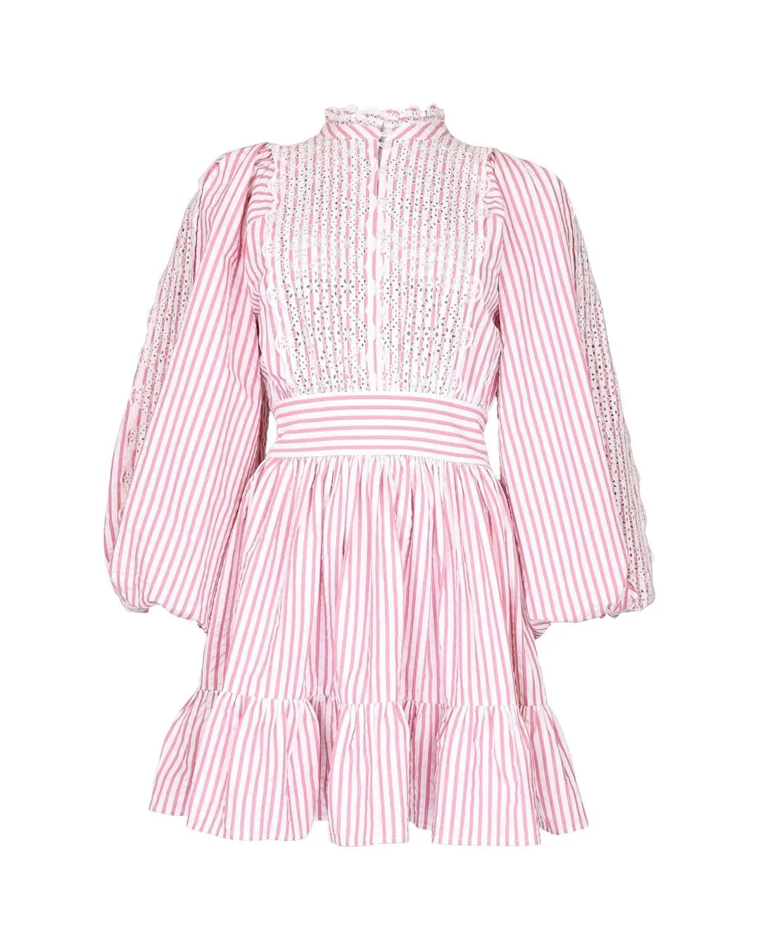 Seersucker Mini Dress Pink Stripe - Image 2