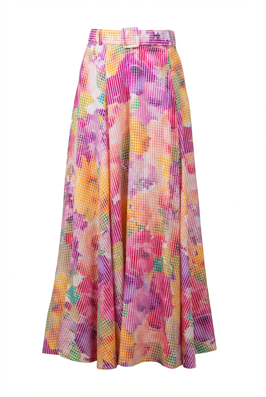 Checks Maxi Skirt Confetti - Image 2