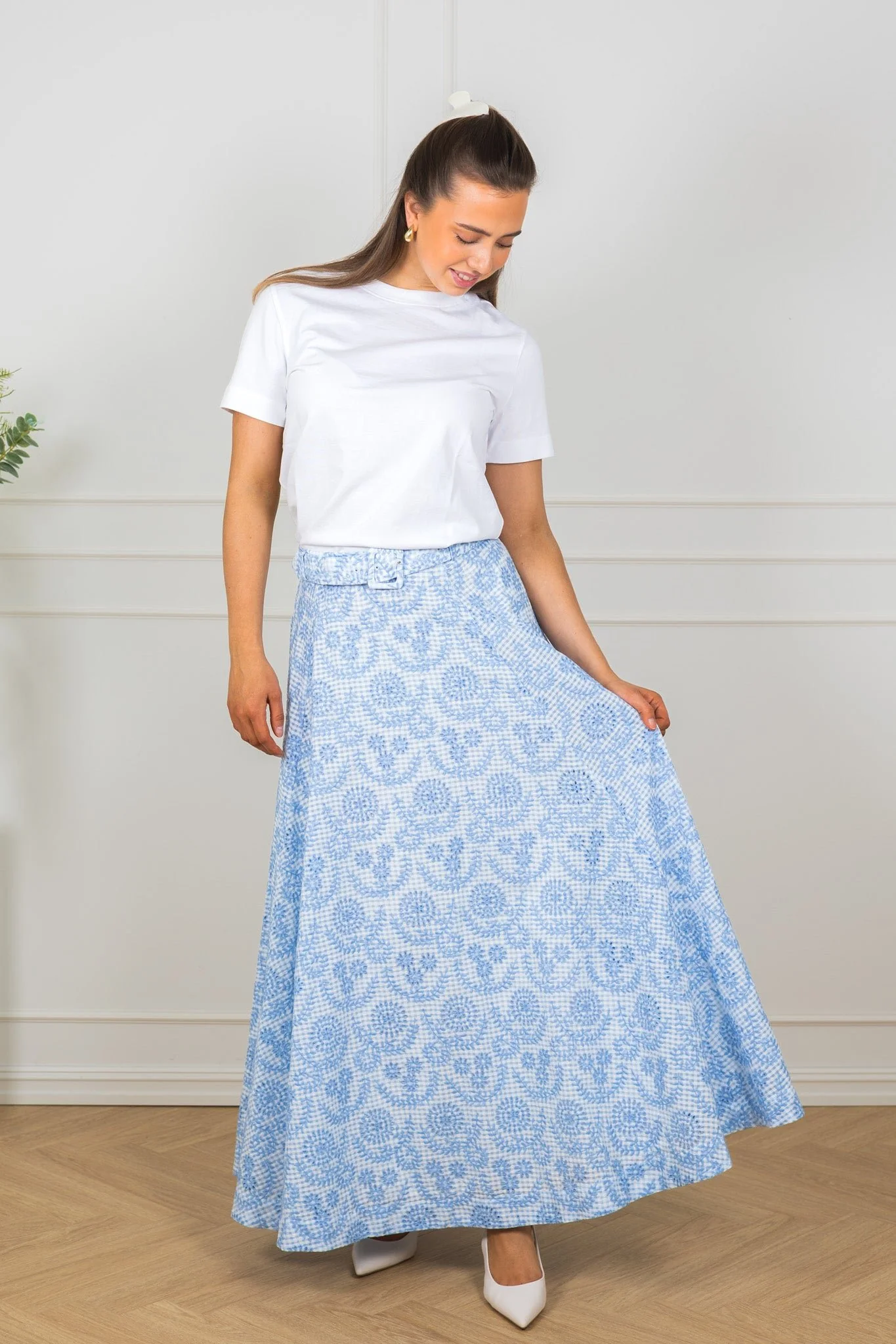 Checks Maxi Skirt Light Blue - Image 3