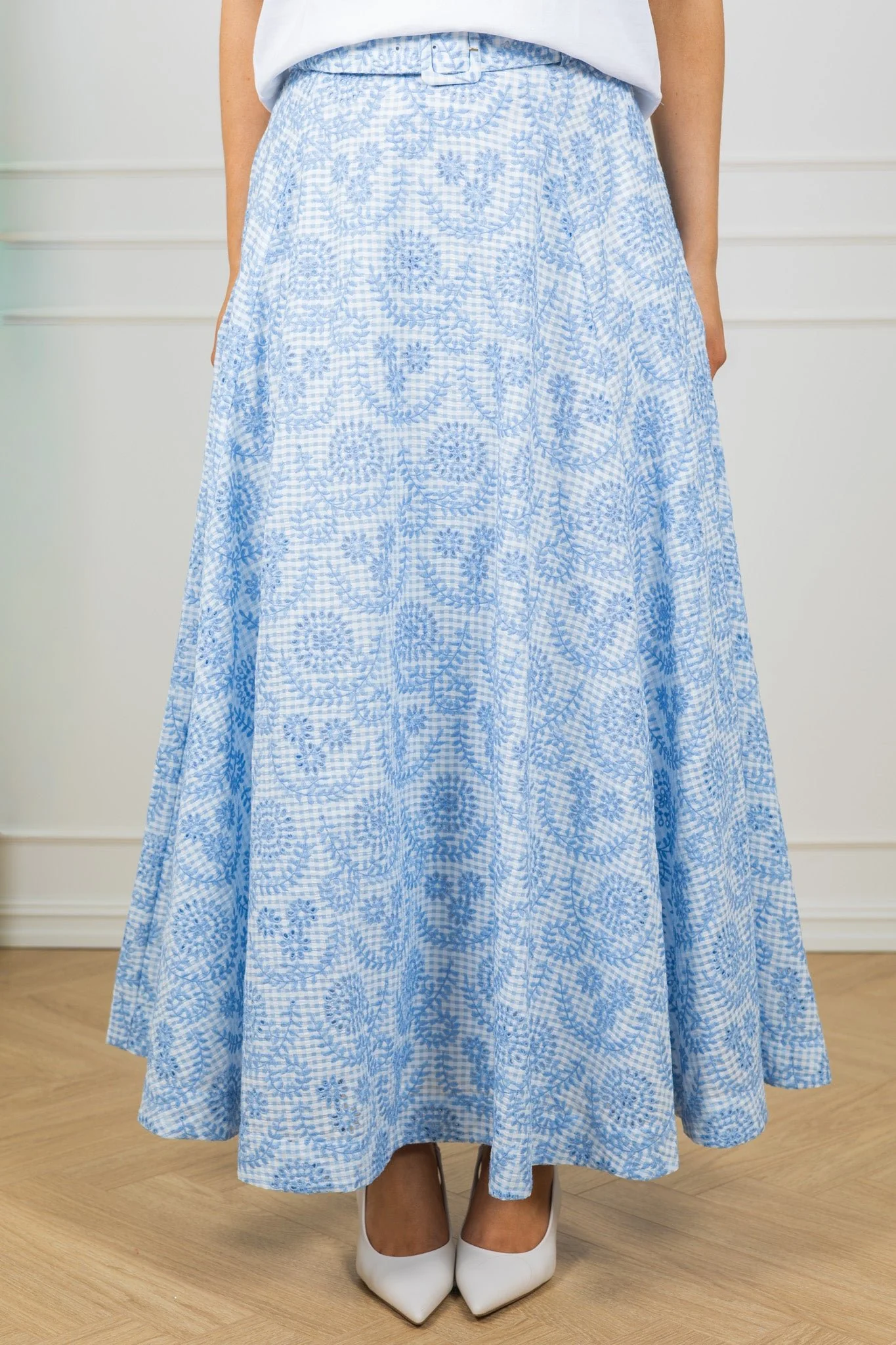 Checks Maxi Skirt Light Blue - Image 4
