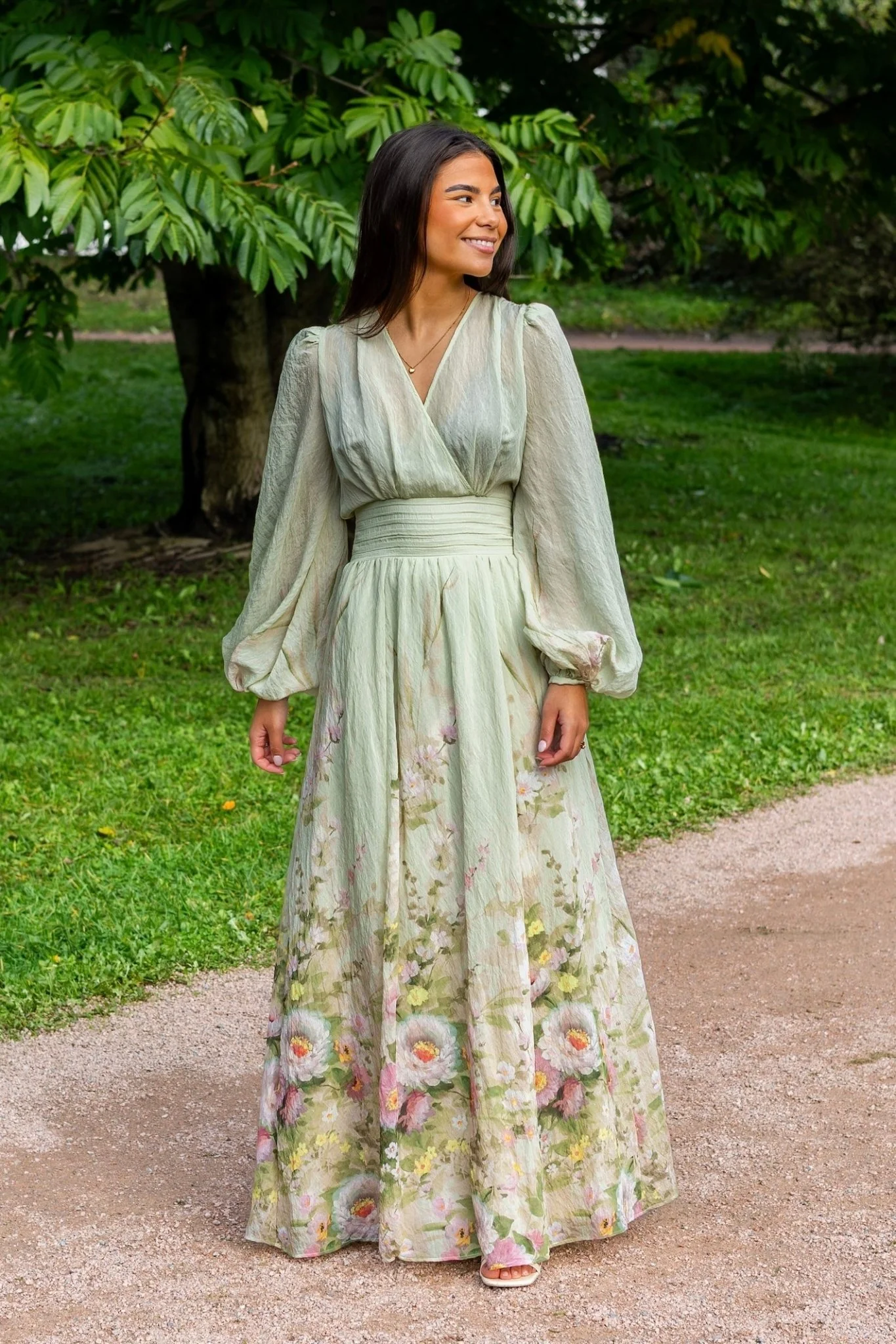 Viscose V-Neck Dress Growing Garden