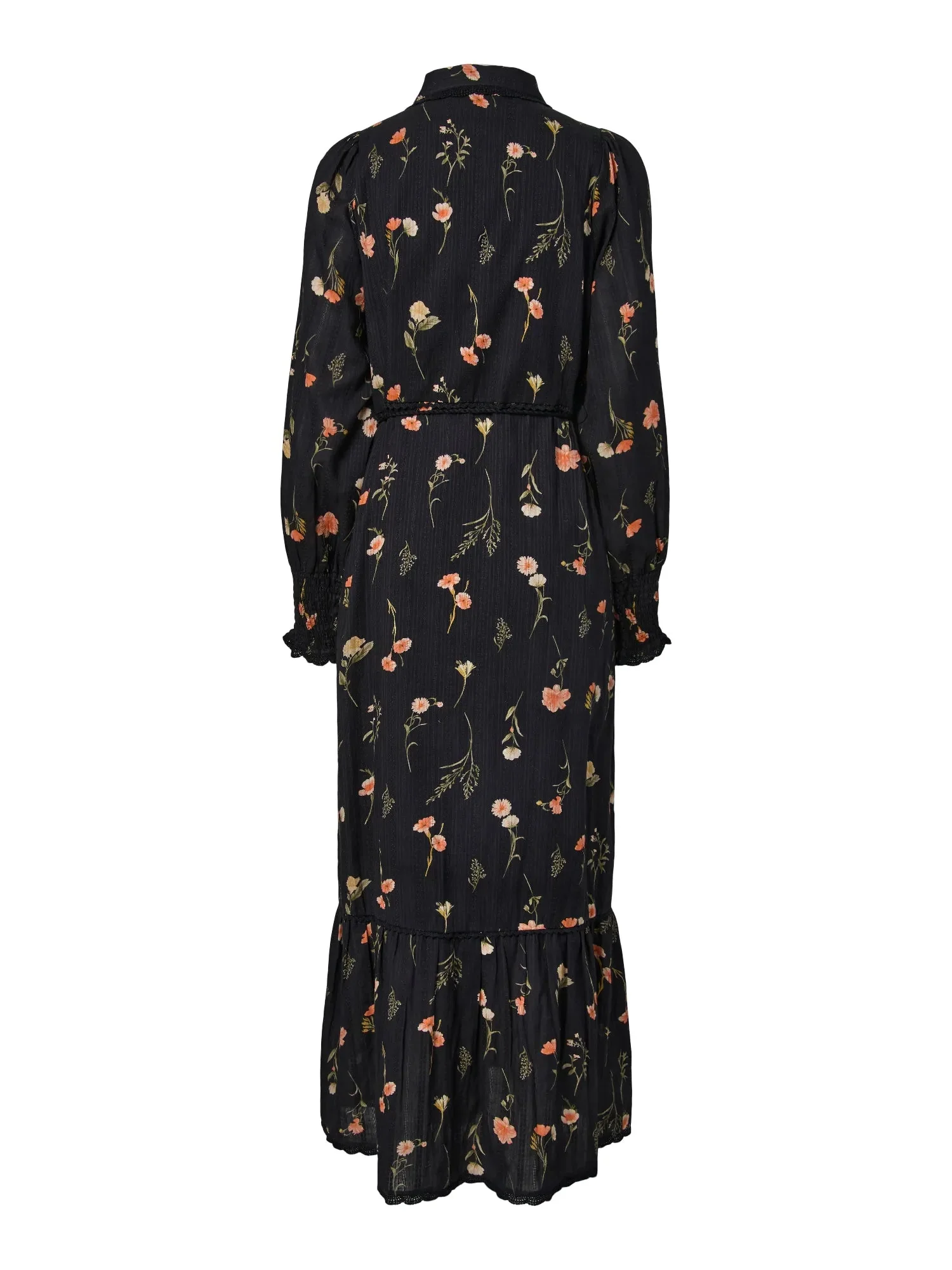 Somelli Ls Long Shirt Dress Black Flower Print - Image 11