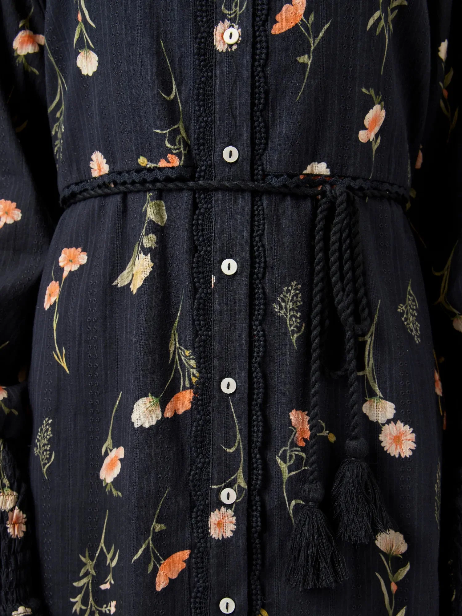 Somelli Ls Long Shirt Dress Black Flower Print - Image 12