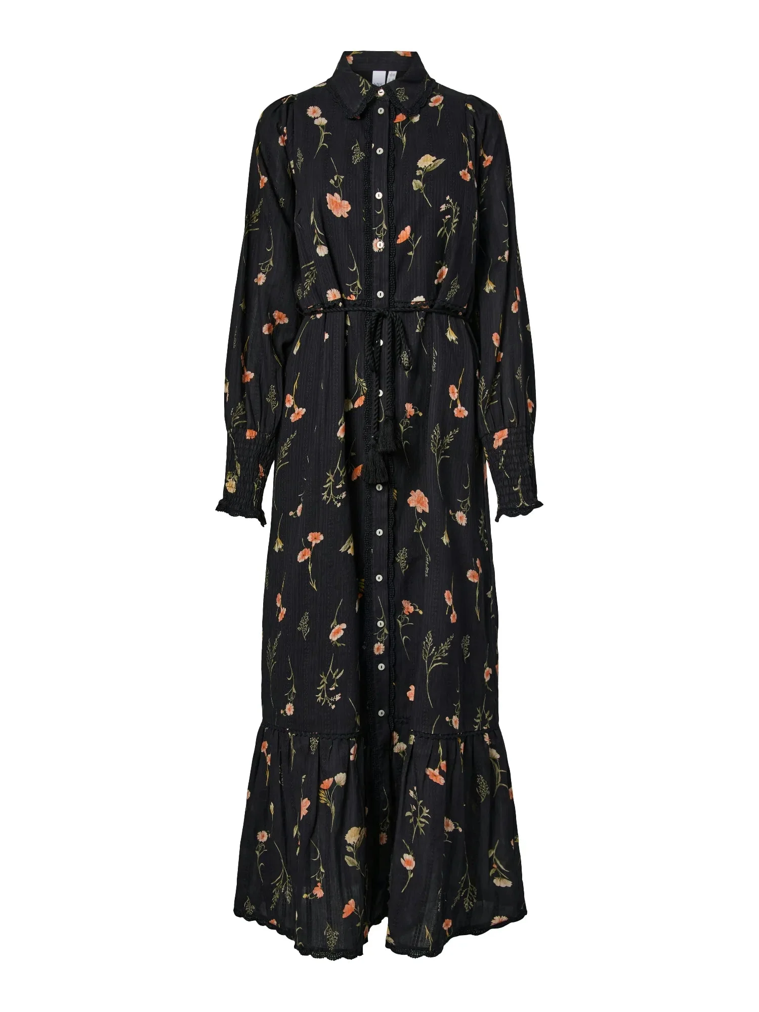 Somelli Ls Long Shirt Dress Black Flower Print - Image 2
