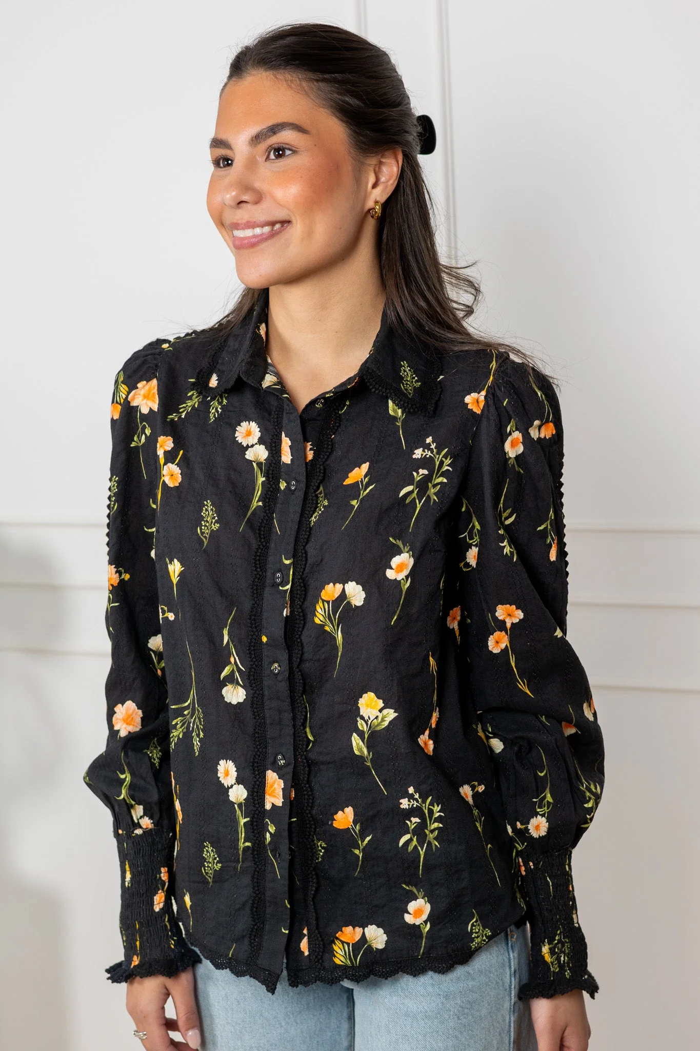 Somelli Ls Shirt Black Flower Print - Image 6