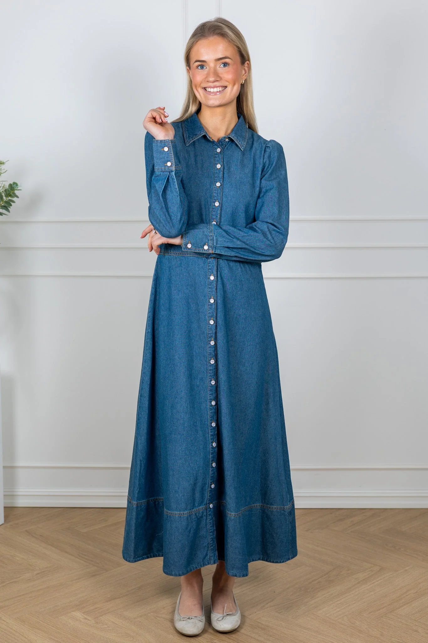 Denim Button-Down Dress French Blue - Image 3