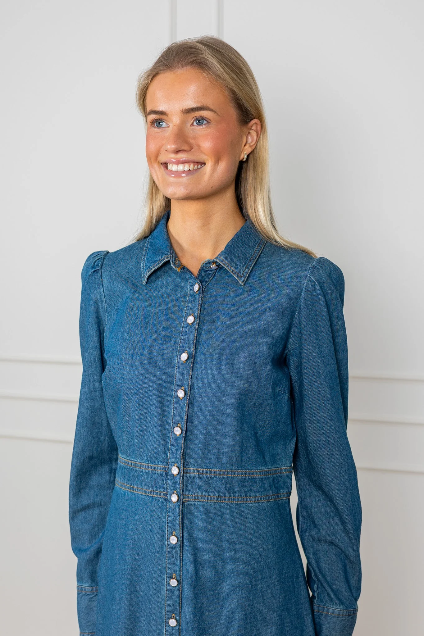 Denim Button-Down Dress French Blue - Image 7