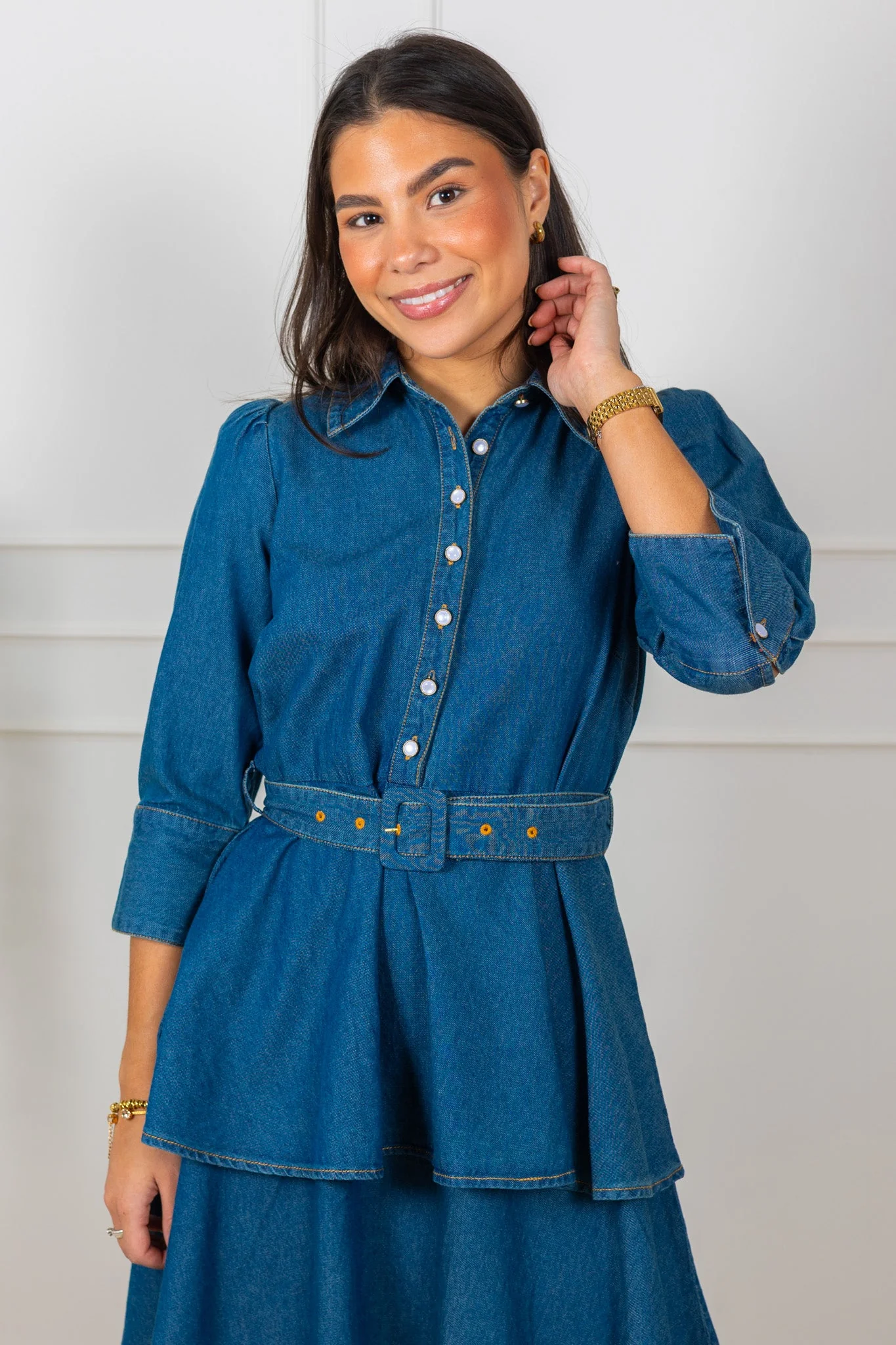 Denim Flounce Dress French Blue - Image 5
