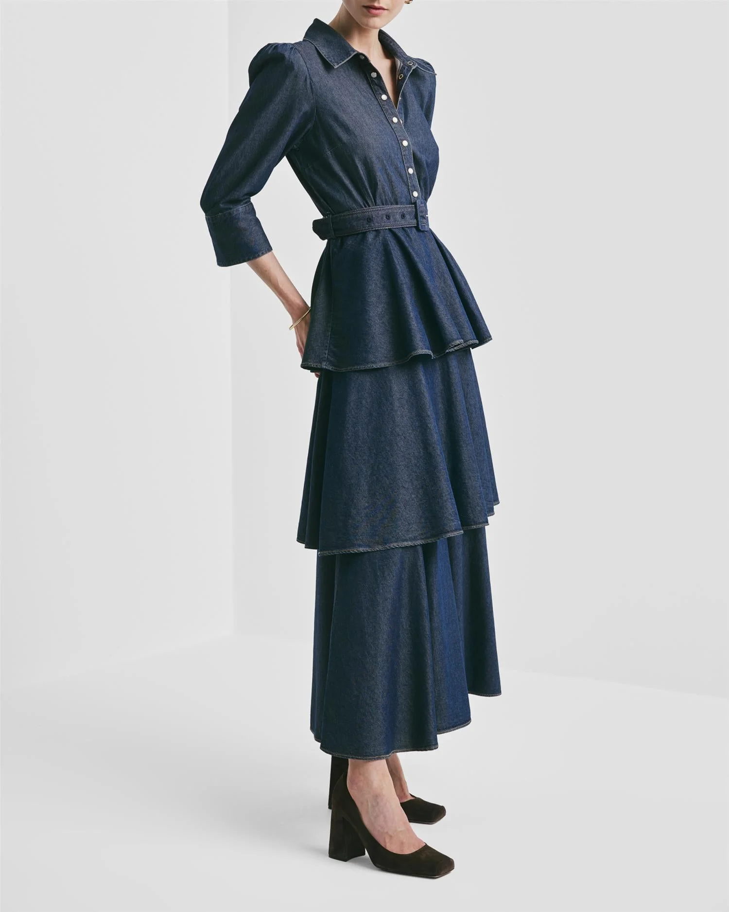 Denim Flounce Dress French Blue - Image 9