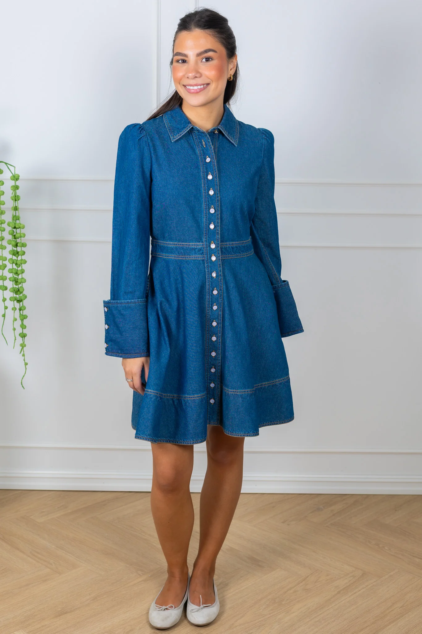 Denim Mini Dress French Blue - Image 3