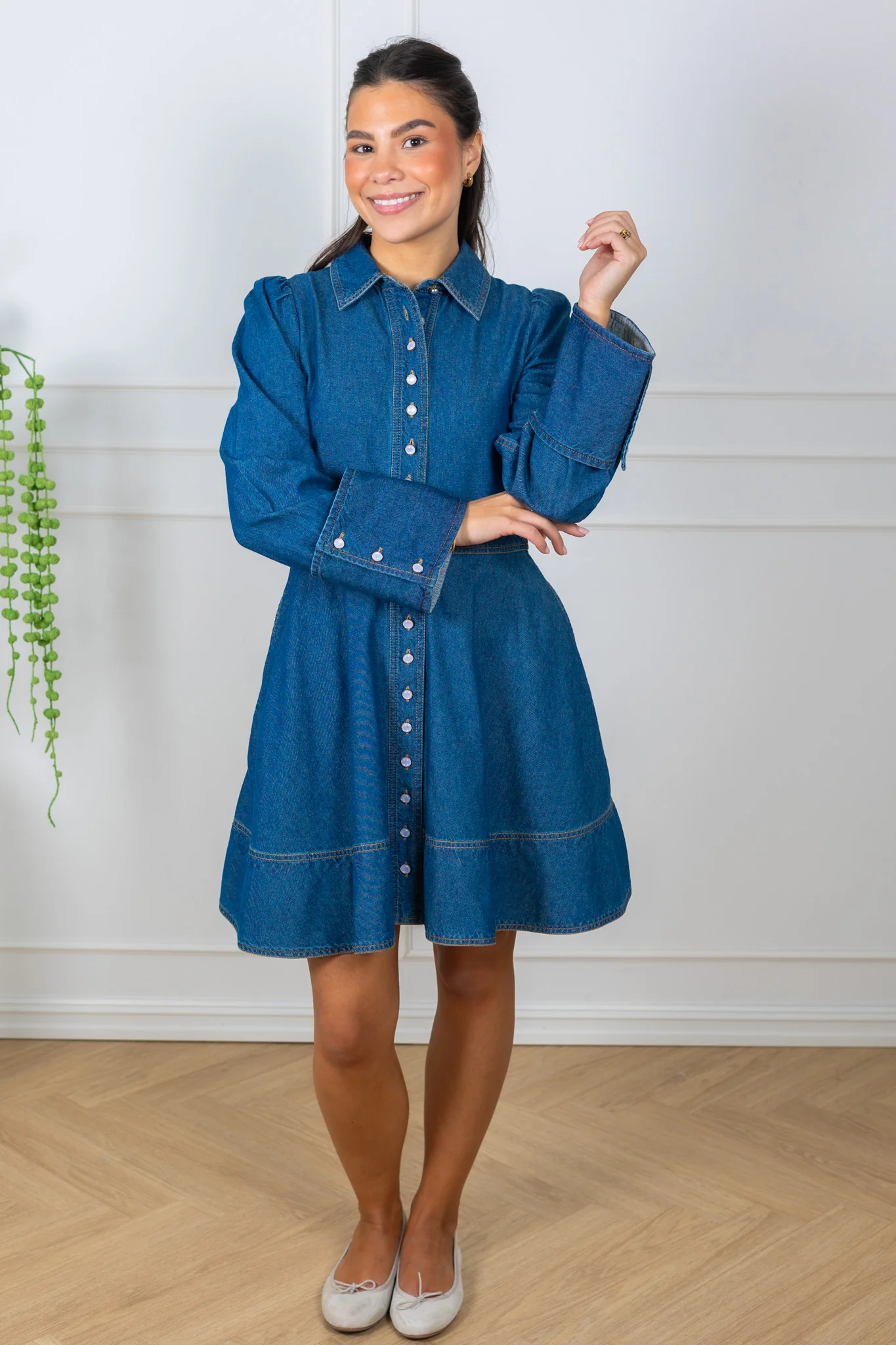 Denim Mini Dress French Blue - Image 6