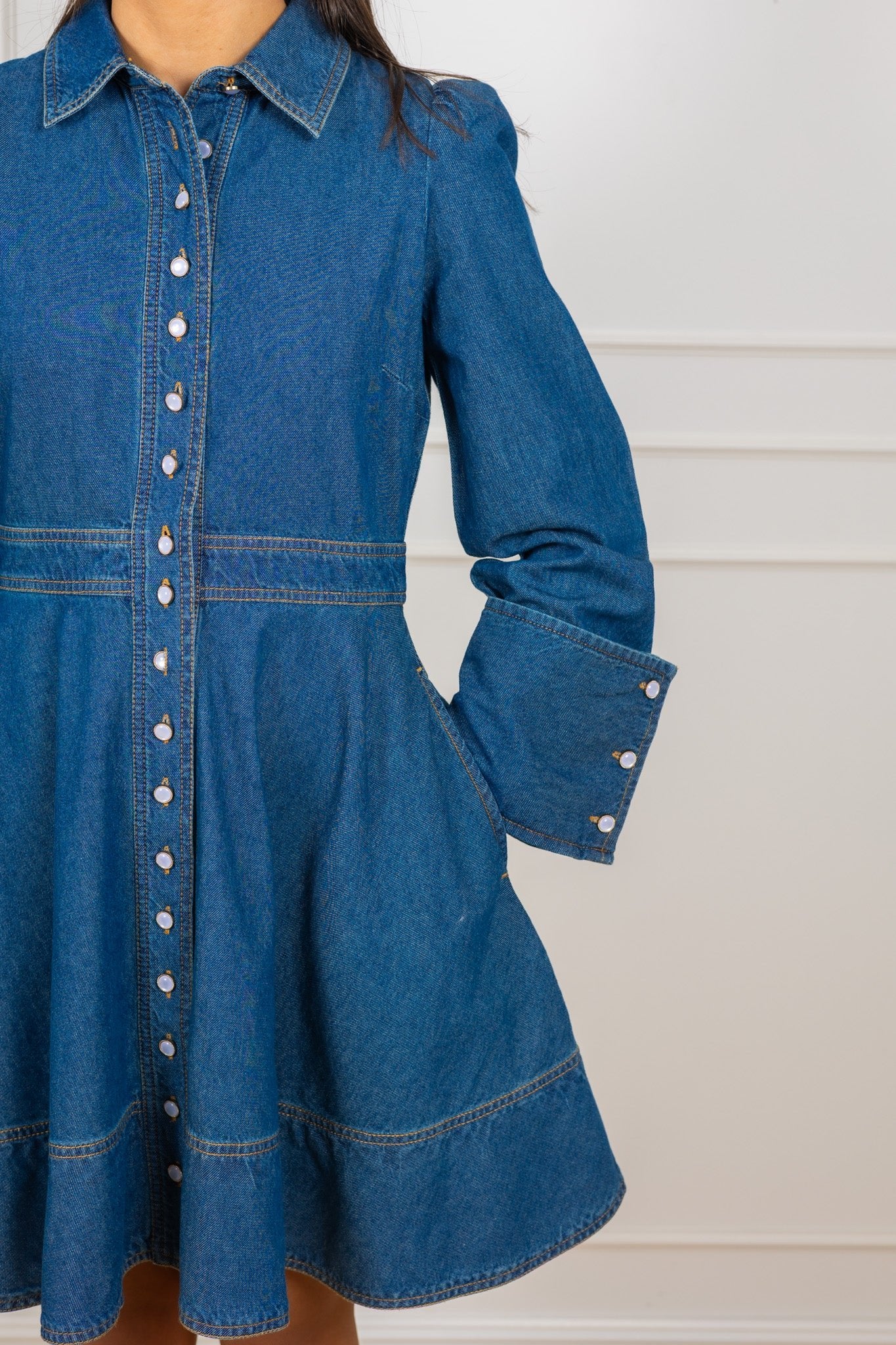 Denim Mini Dress French Blue - Image 8